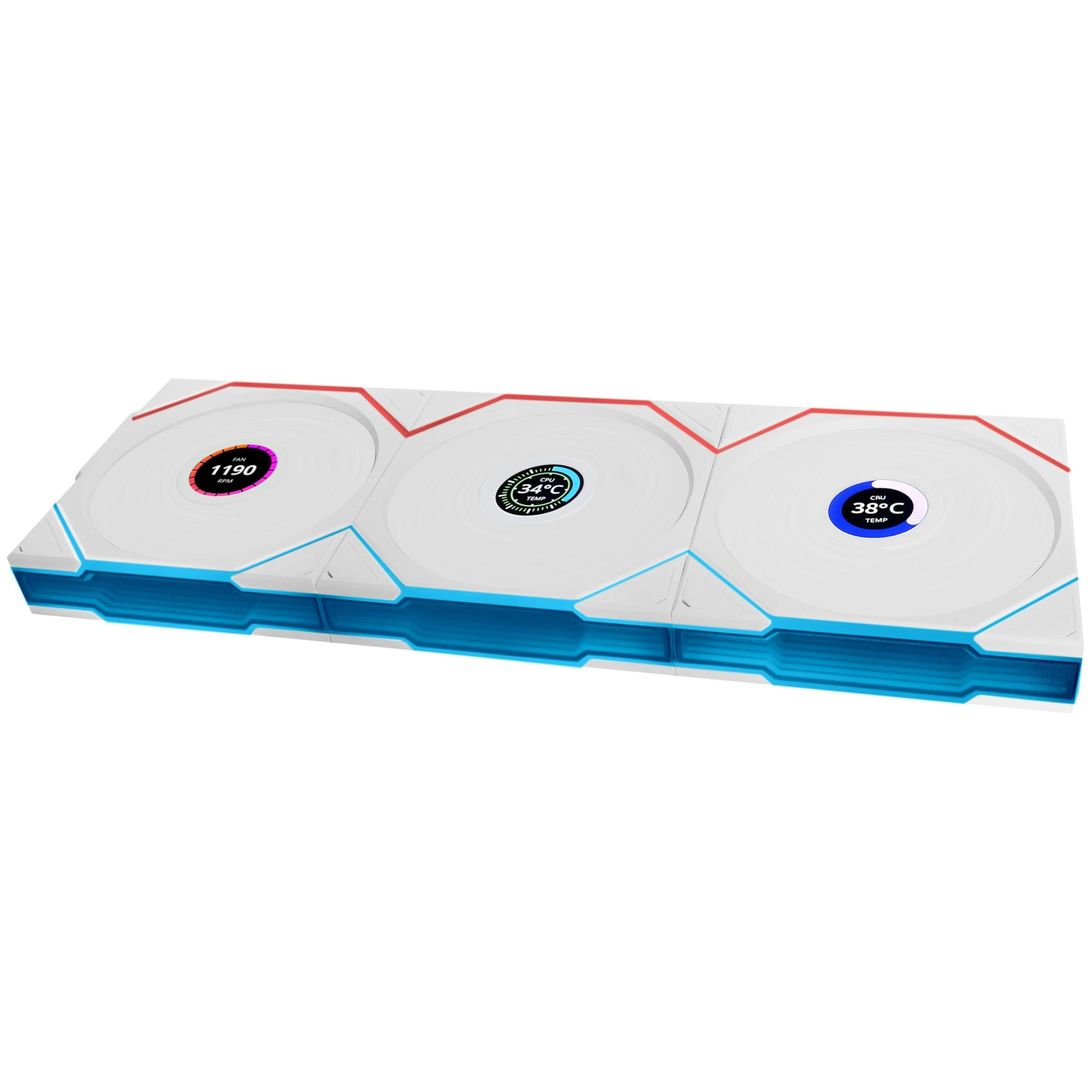 lian-li-uni-fan-tl-wireless-lcd-ventola-120-mm-rgb-confezione-da-3-pezzi-bianco-pwm-26-led-argb-fino-a-1-900-giri-min-sistema-a-incastro-flusso-d-aria-elevato-silenzioso-e-a-bassa-vibrazione