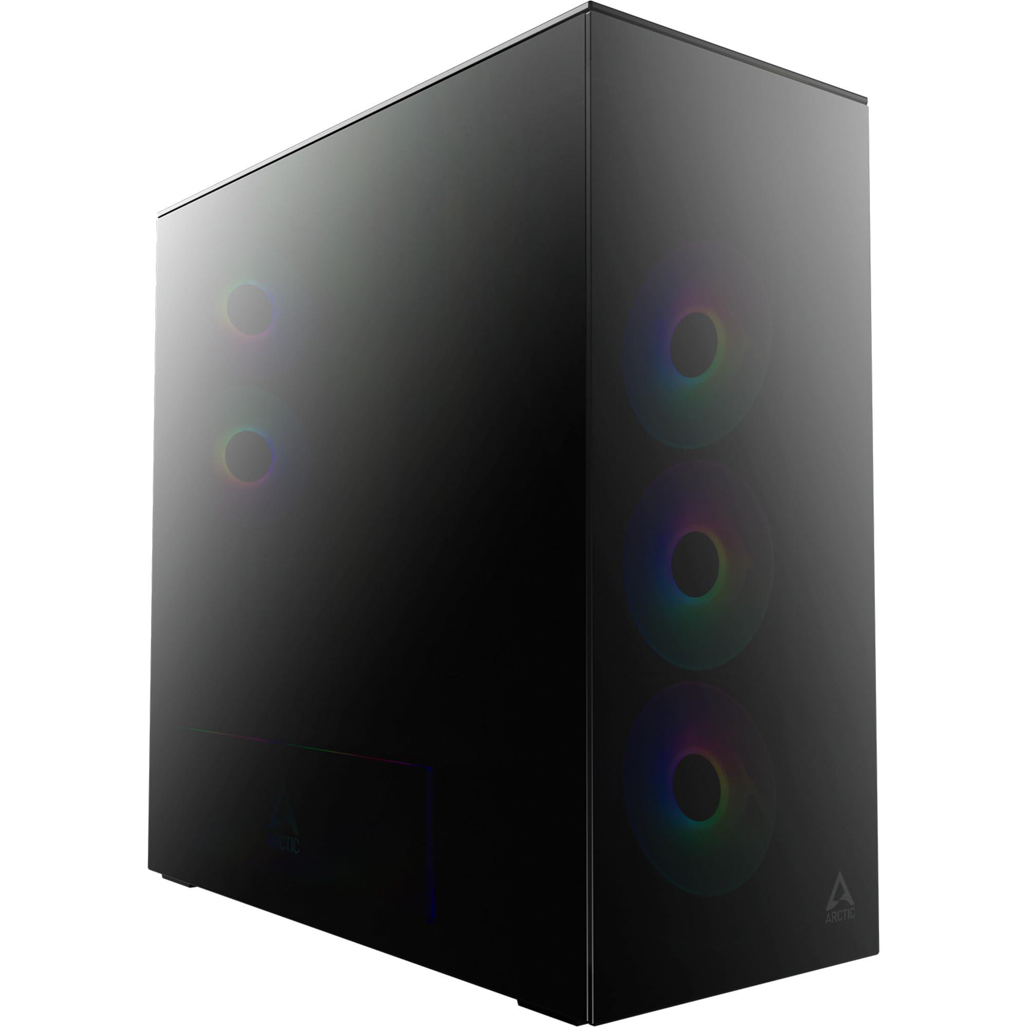 arctic-xtender-mirror-black-case-per-pc-vetro-specchiato-supporto-per-radiatore-2-x-420-mm-torre-midi-e-atx-5x-ventole-a-rgb-preinstallate-nero