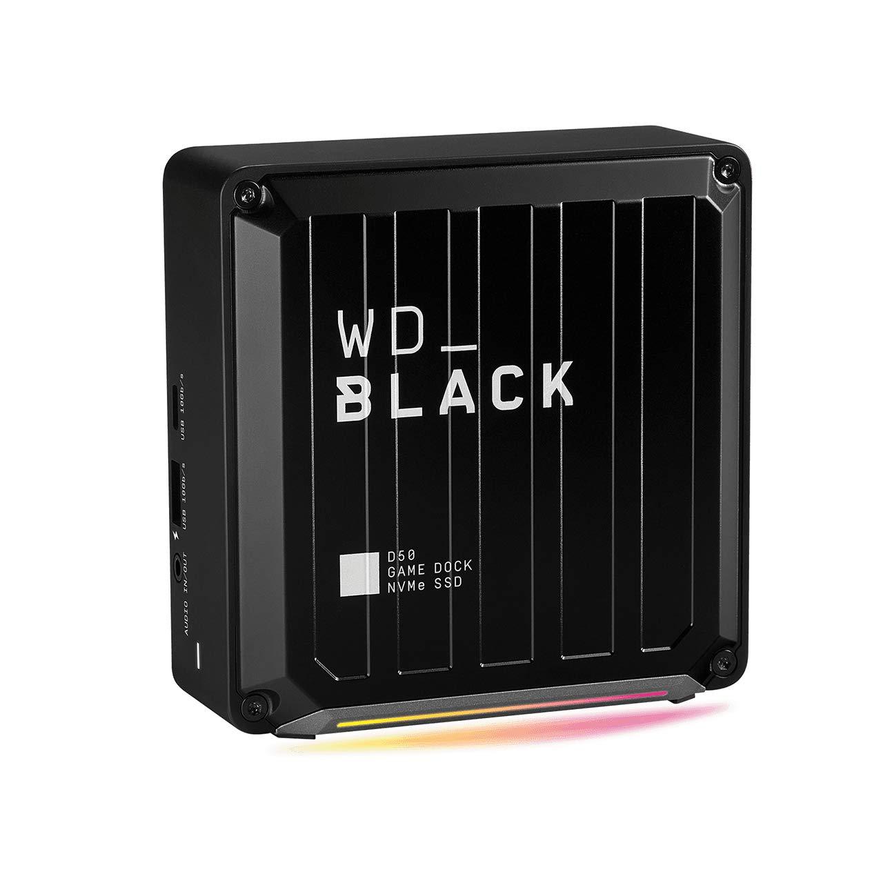 wd-black-d50-ssd-game-dock-nvme-1-tb-2-porte-thunderbolt-3-displayport-1-4-2-porte-usb-c-3-porte-usb-a-ingresso-uscita-audio-e-gigabit-ethernet-luci-rgb-personalizzabili-velocita-di-lettura