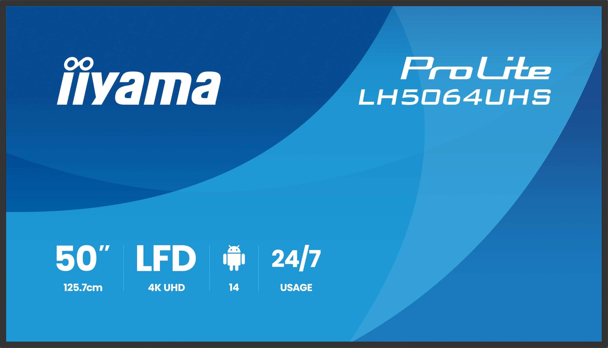 iiyama-prolite-lh6564uhs-b1ag-display-digitale-da-164-cm-65-pannello-led-va-4k-uhd-hdmi-usb-c-usb2-0-rs-232c-rj45-android-14-os-iisignage-wifi-mediaplayer-24-7-antiriflesso-nero