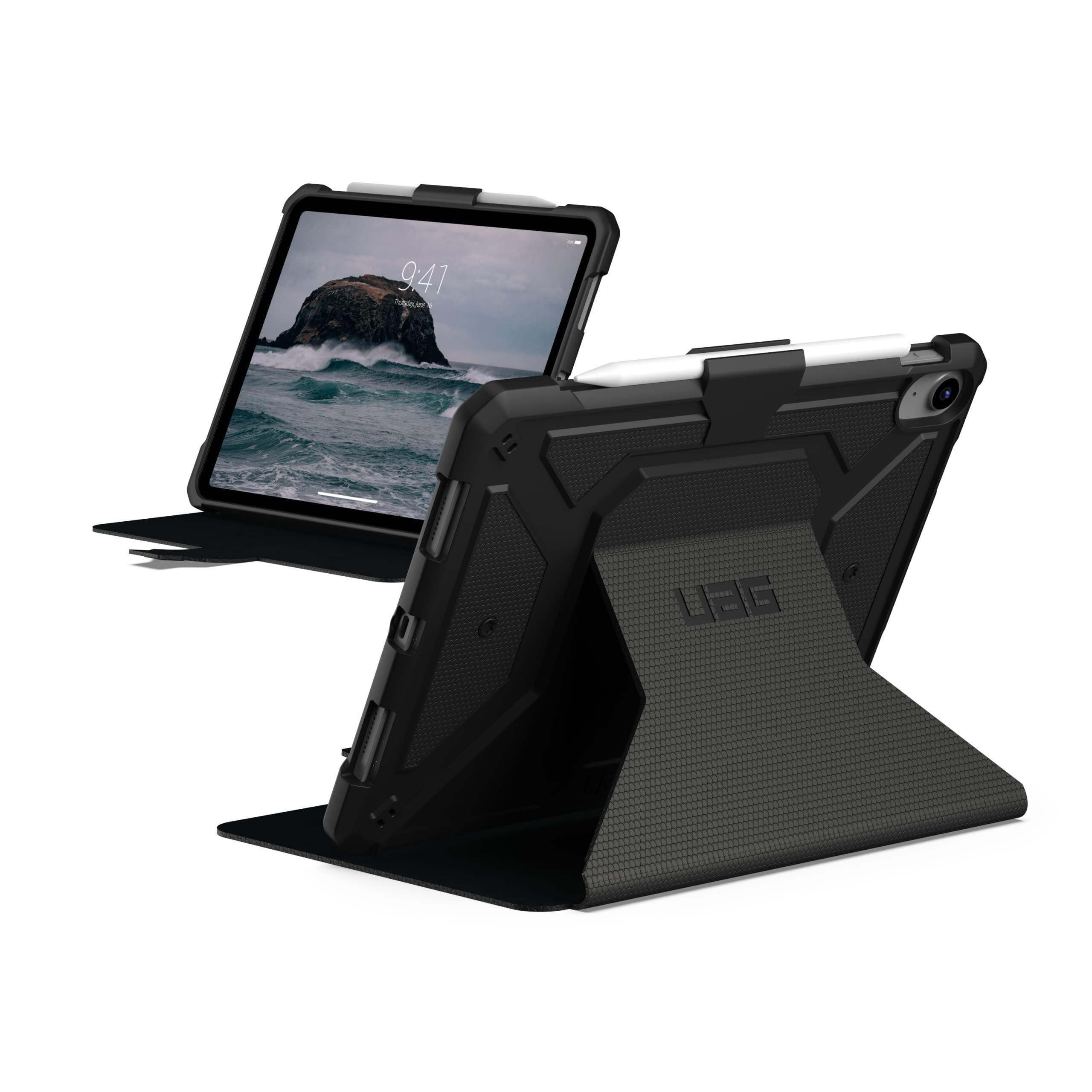 urban-armor-gear-metropolis-custodia-protettiva-apple-ipad-10-9-10a-generazione-2022-cover-apple-pencil-supporto-resistente-alle-cadute-funzione-wake-sleep-frogskin-materiale-nero