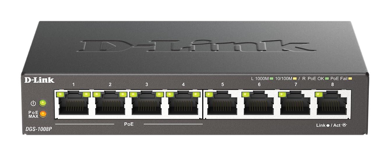 d-link-dgs-1008p-switch-8-porte-10-100-1000-gigabit-power-over-ethernet-no-alimentazione-aggiuntiva-nero