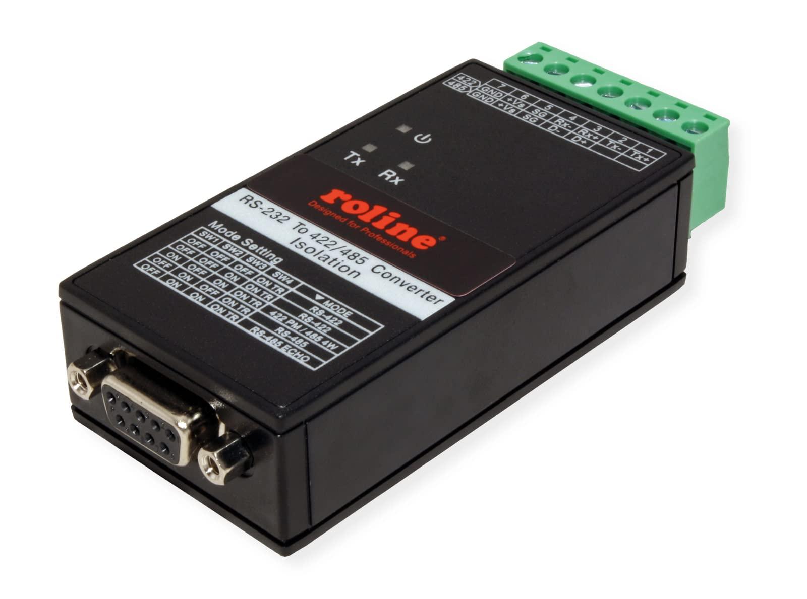 roline-converter-rs232-to-rs422-485-with-isolation-for-din-rail-nero-cavo-di-interfaccia-e-adattatore