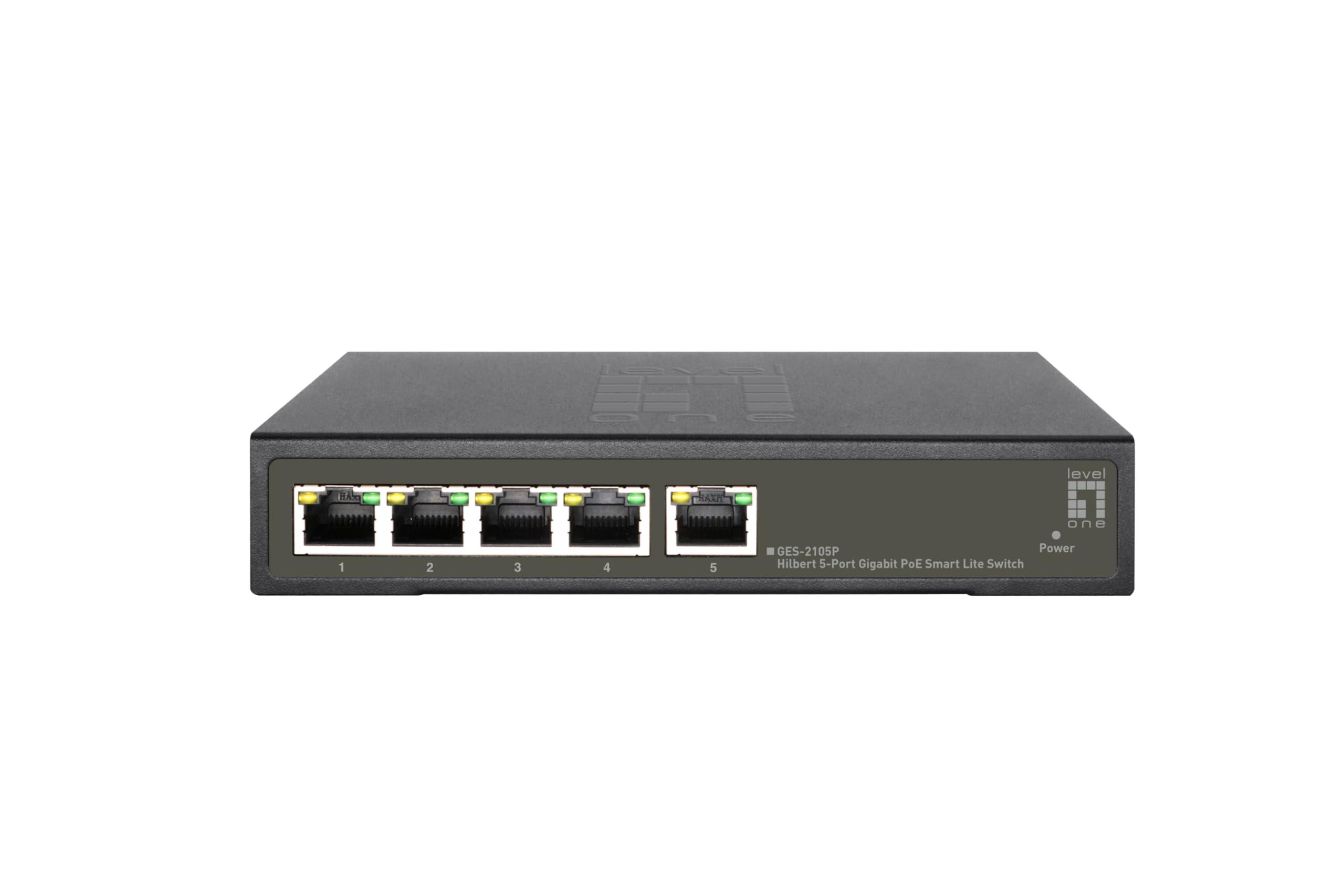 levelone-ges-2105p-hilbert-switch-gigabit-poe-smart-lite-a-5-porte-802-3at-af-poe-4-uscite-poe-60-w