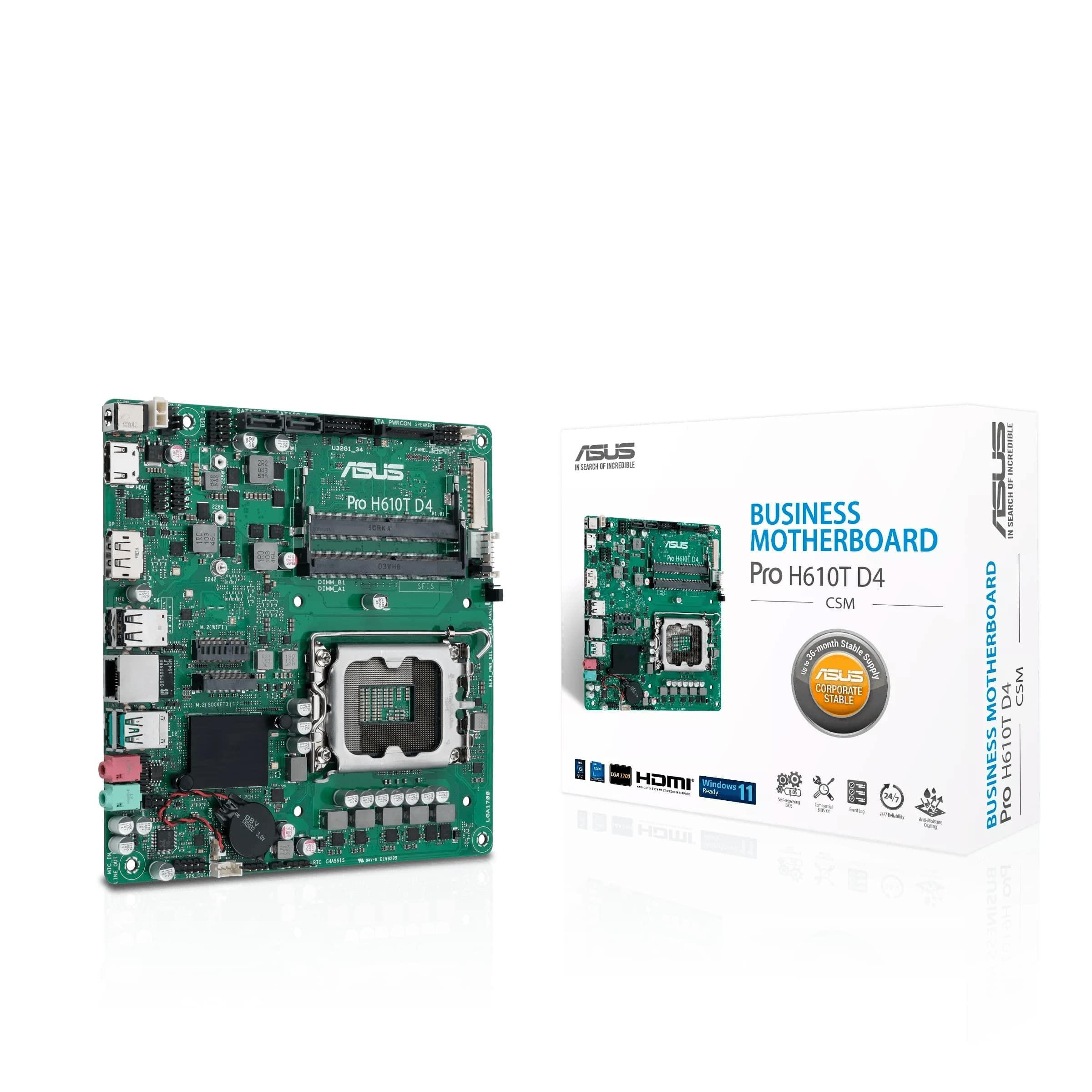 asus-pro-h610t-d4-csm-thin-mini-itx-h610-business-motherboard-with-enhanced-security-reliability-manageability-and-efficiency