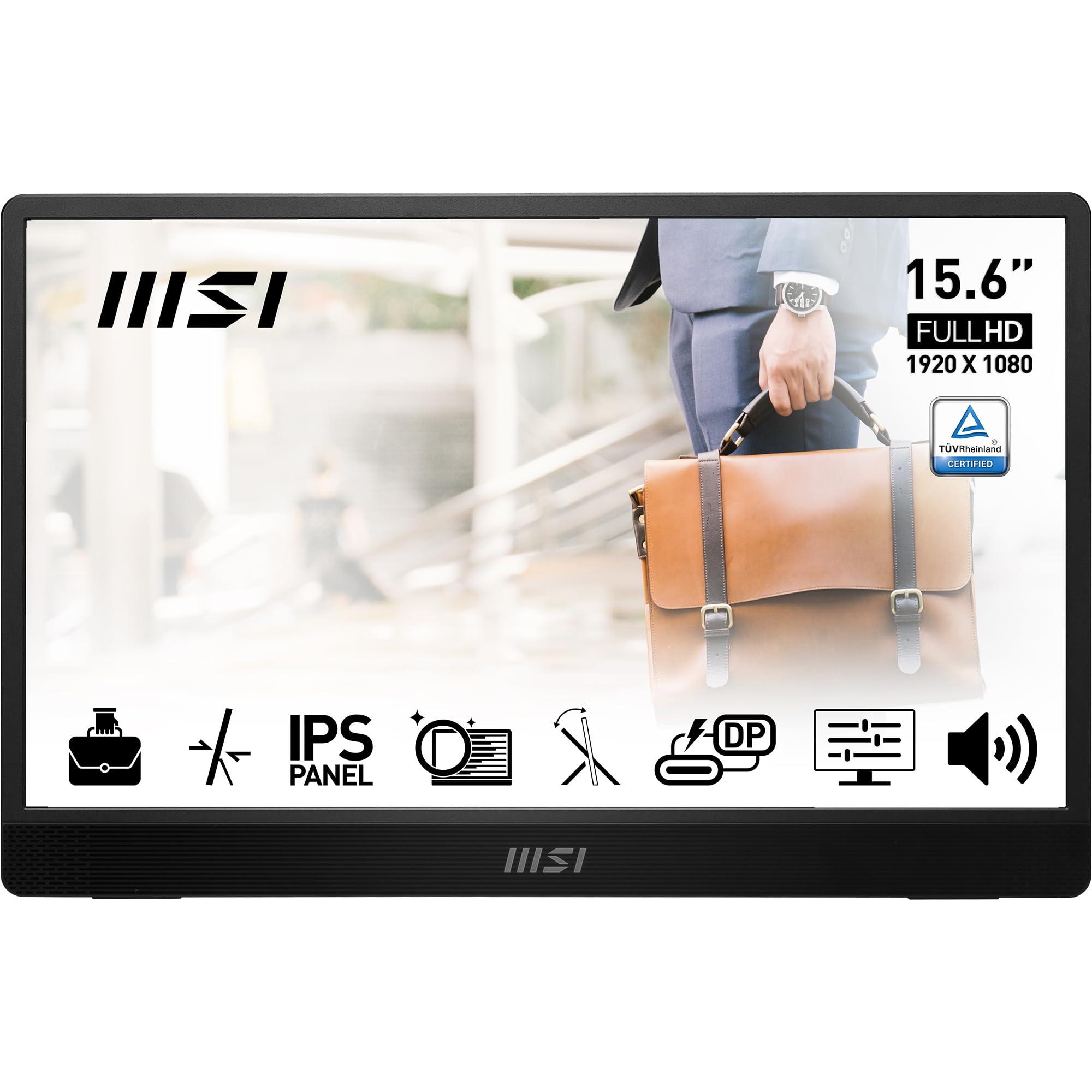 msi-pro-mp161-e2-monitor-portatile-da-15-6-ips-fhd-1920x1080-60hz-eye-friendly-compatibile-con-pc-laptop-cellulari-speaker-integrati-ergo-kickstand-mini-hdmi-2-0b-2xusb-type-c