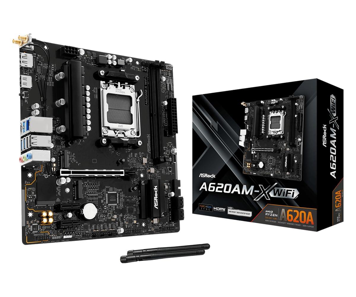 asrock-a620am-x-wifi-amd-socket-am5-motherboard-2-x-ddr5-dimm-slots-1-x-m-2-socket-key-e-2-x-usb-3-2-type-c-2-5g-lan-802-11ac-wi-fi-module-1-x-hdmi-port-1-x-display-port