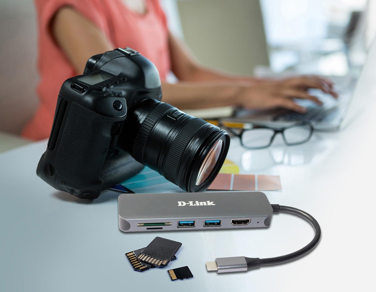 d-link-dub-2327-hub-usb-c-6-in-1-con-power-delivery-pd-60w-hdmi-4k-2-porte-usb-3-0-lettore-di-schede-sd-microsd-per-pc-macbook-pro-macbook-air-ipad-pro-chromebook-surface-pro-e-altro