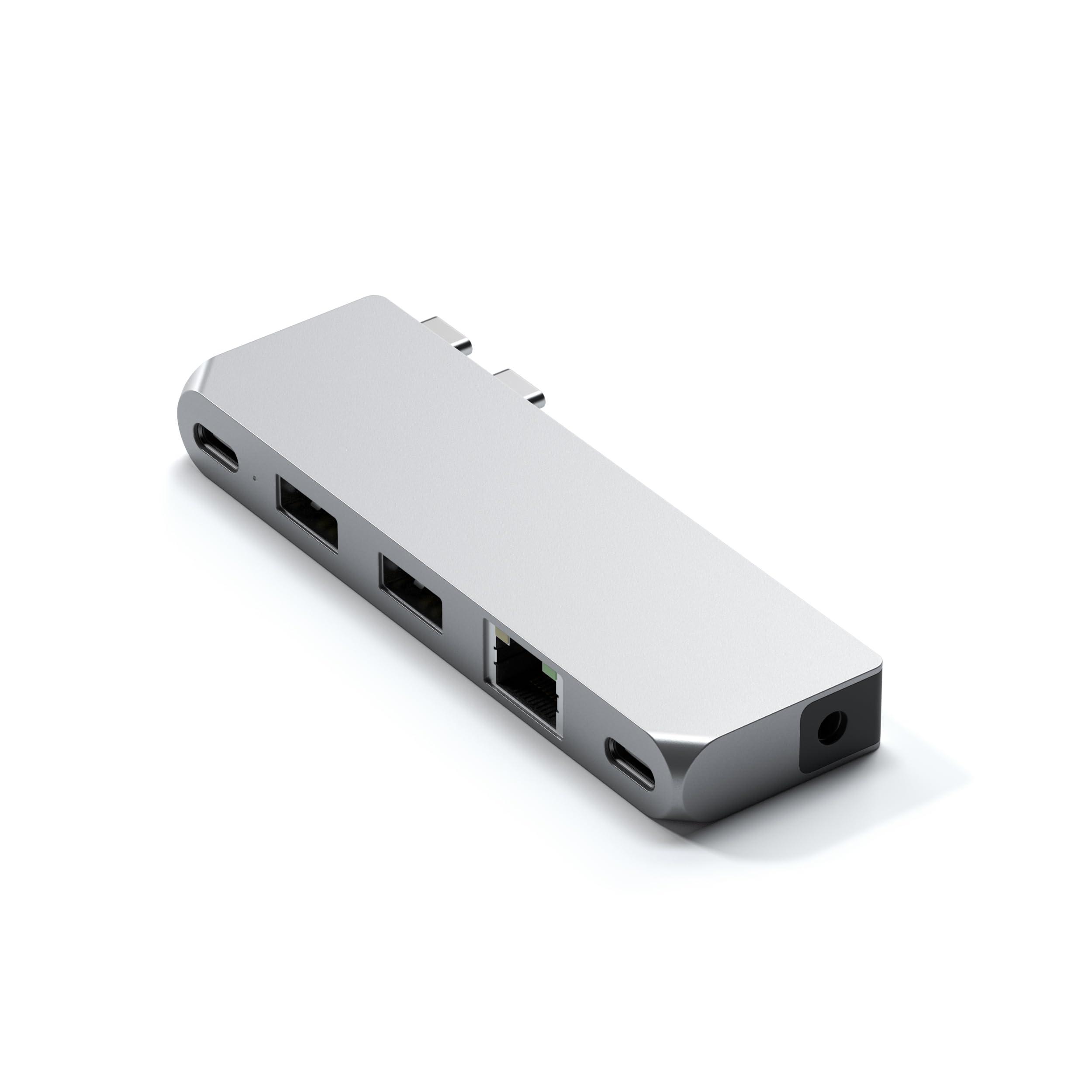 satechi-6-in-1-hub-dual-usb-c-pro-con-usb4-40gbps-ricarica-pd-100w-ethernet-uscita-video-fino-a-5k-60hz-1x-usb-c-e-2x-usb-a-a-5gbps-e-porta-audio-per-macbook-air-e-pro-argento