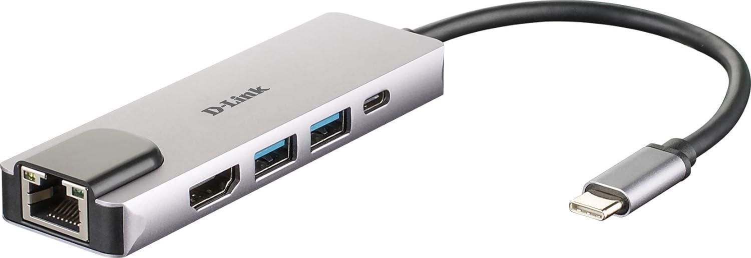 d-link-dub-m520-hub-usb-di-tipo-c-5-in-1-adattatore-usb-c-con-hdmi-4k-e-1080p-2-porte-usb-3-0-usb-2-0-porta-usb-c-di-ricarica-fino-a-60-w-e-dati-1-x-porta-ethernet-rj45