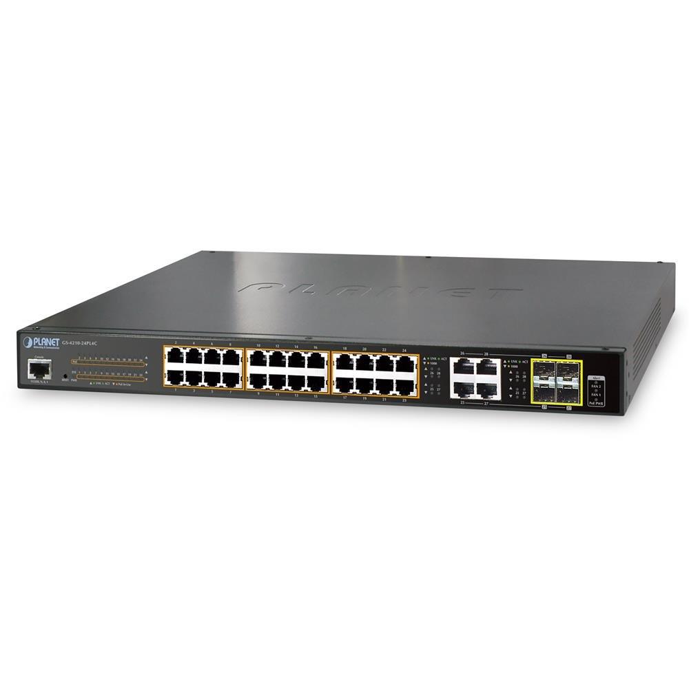 planet-gs-4210-24pl4c-layer-2-4-snmp-managed-10-100-switch-24-port-rj-45-2-gigabit-sfp-ports-poe-802-3at-rack-mount