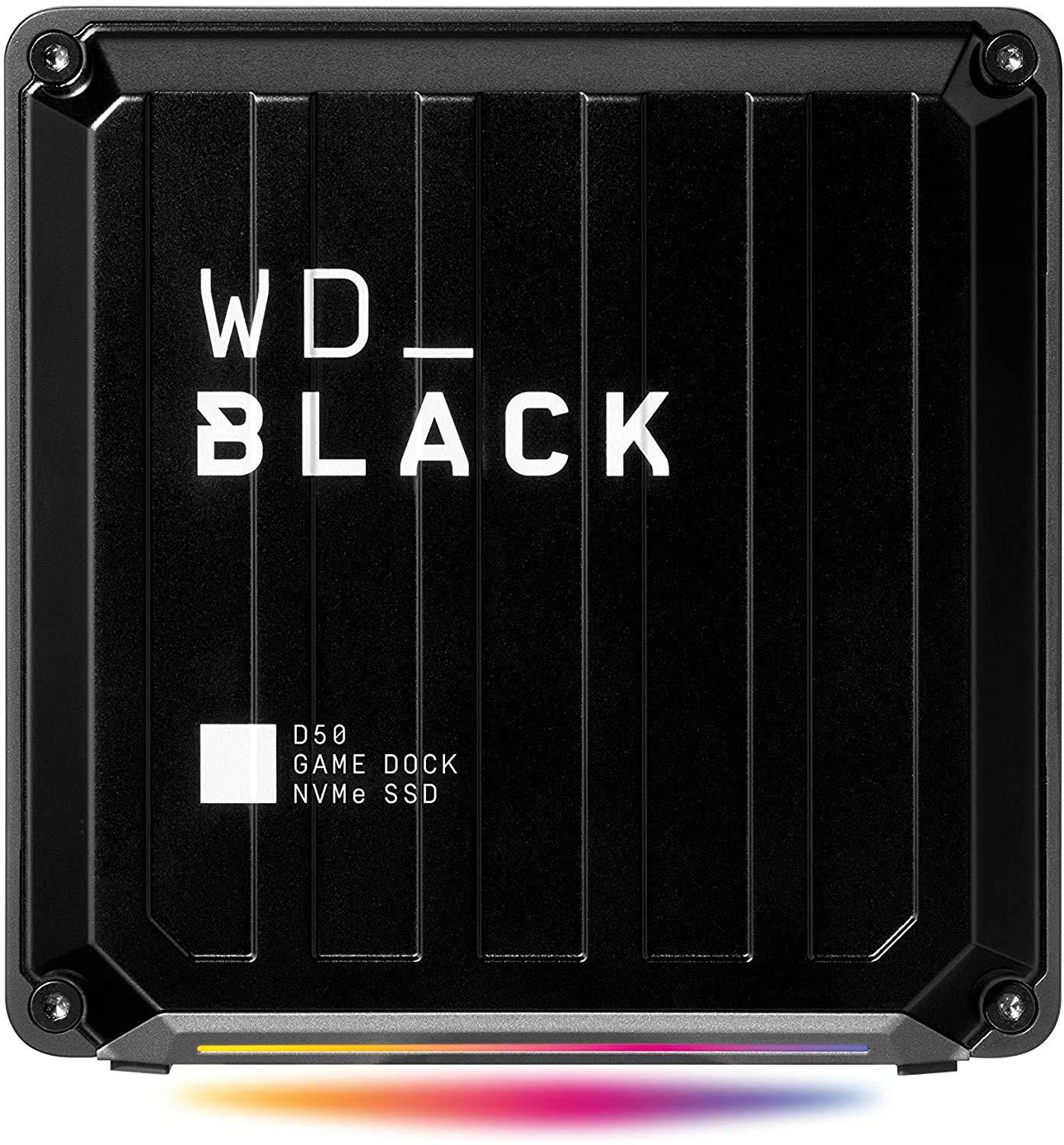 wd-black-d50-ssd-game-dock-nvme-2-porte-thunderbolt-3-displayport-1-4-2-porte-usb-c-3-porte-usb-a-ingresso-uscita-audio-e-gigabit-ethernet-luci-rgb-personalizzabili
