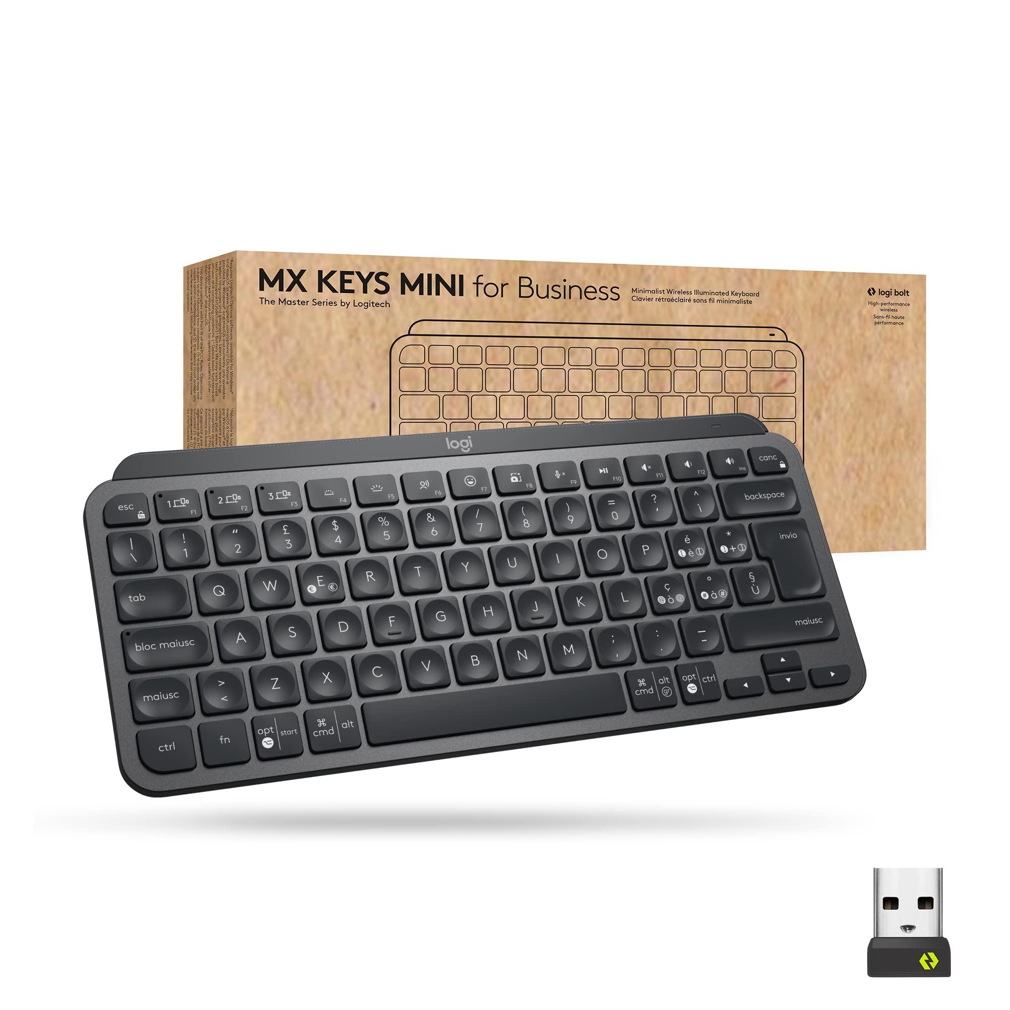 logitech-mx-keys-mini-for-business-tastiera-wireless-illuminata-compatta-ricevitore-logi-bolt-retroilluminazione-ricaricabile-windows-macos-linux-ios-android-italiano-qwerty-grigio