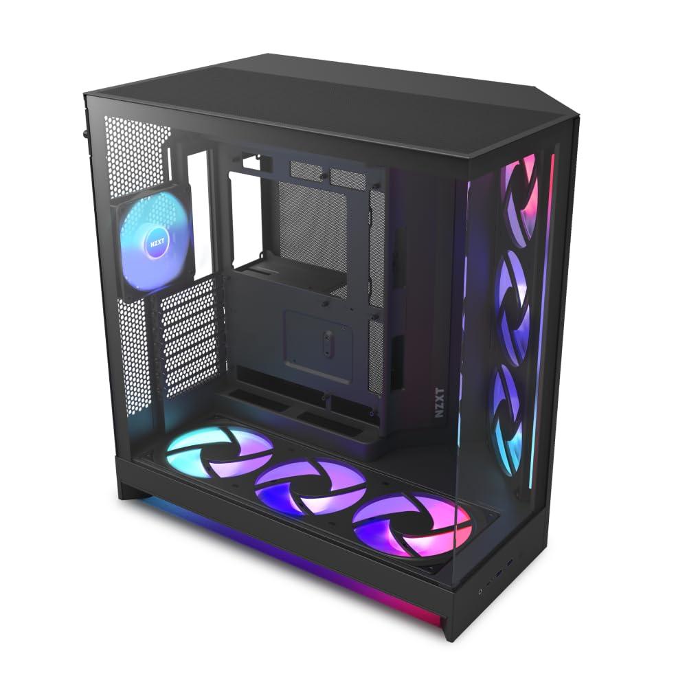 nzxt-h9-flow-rgb-2025-grande-case-pc-atx-mid-tower-a-doppia-camera-per-flusso-d-aria-include-7-ventole-rgb-6-x-140mm-1-x-120mm-e-hub-di-controllo-nero