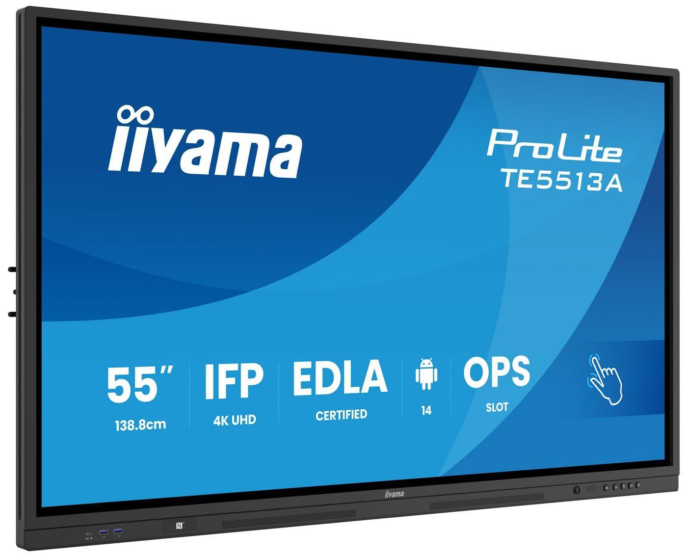 iiyama-prolite-te5513a-b1ag-display-ips-led-da-138-8-cm-54-6-formato-4k-uhd-40-punti-touch-puretouch-ir-hdmi-dp-usb-c-usb3-2-rs-232c-rj45-hdmi-out-7h-ops-wifi-android-14-os-icontrol-nfc
