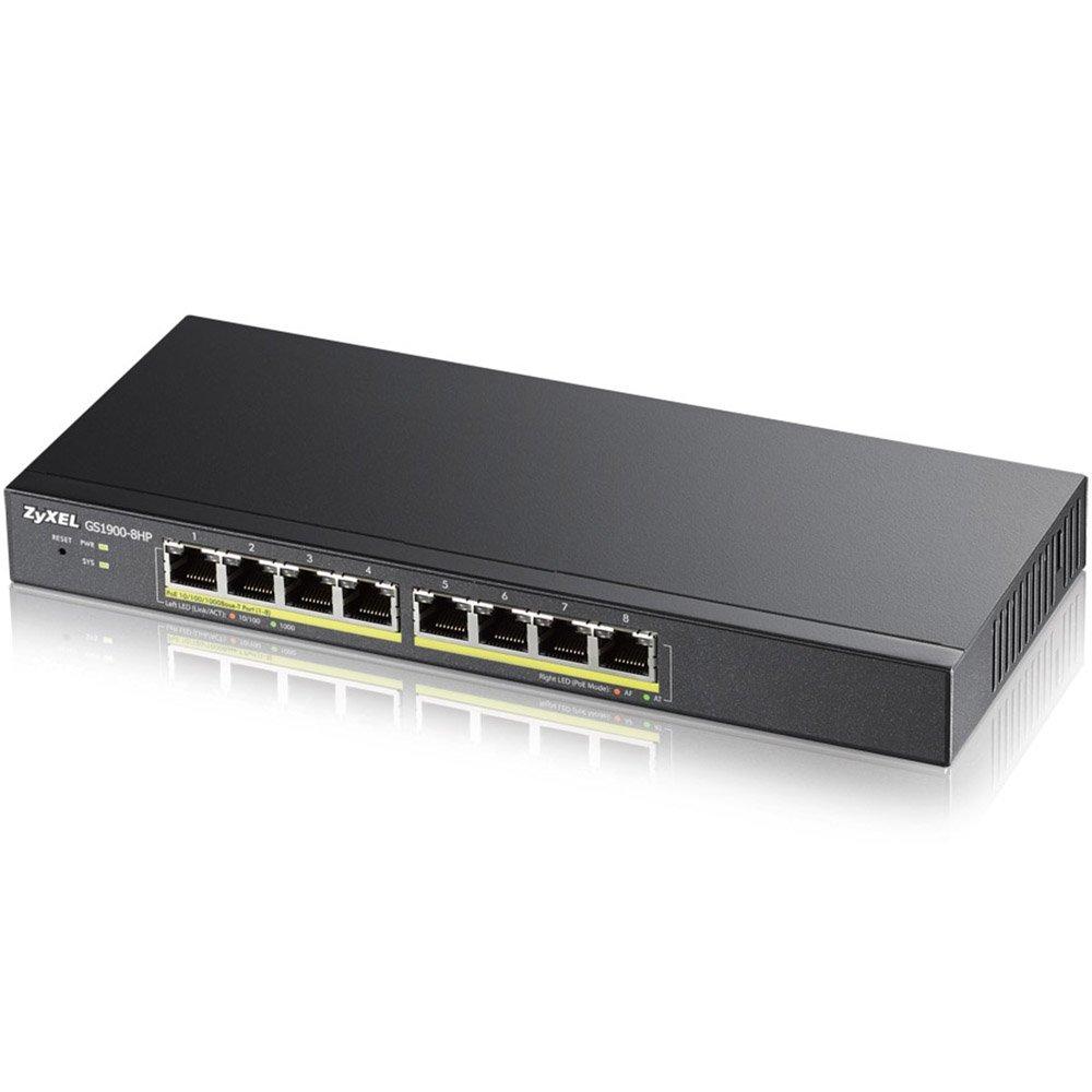 zyxel-8-porte-gigabit-poe-switch-gestione-smart-montaggio-a-parete-da-tavolo-e-senza-ventola-8-porte-poe-con-budget-da-70-w-vlan-igmp-qos-garanzia-a-vita-gs1900-8hp