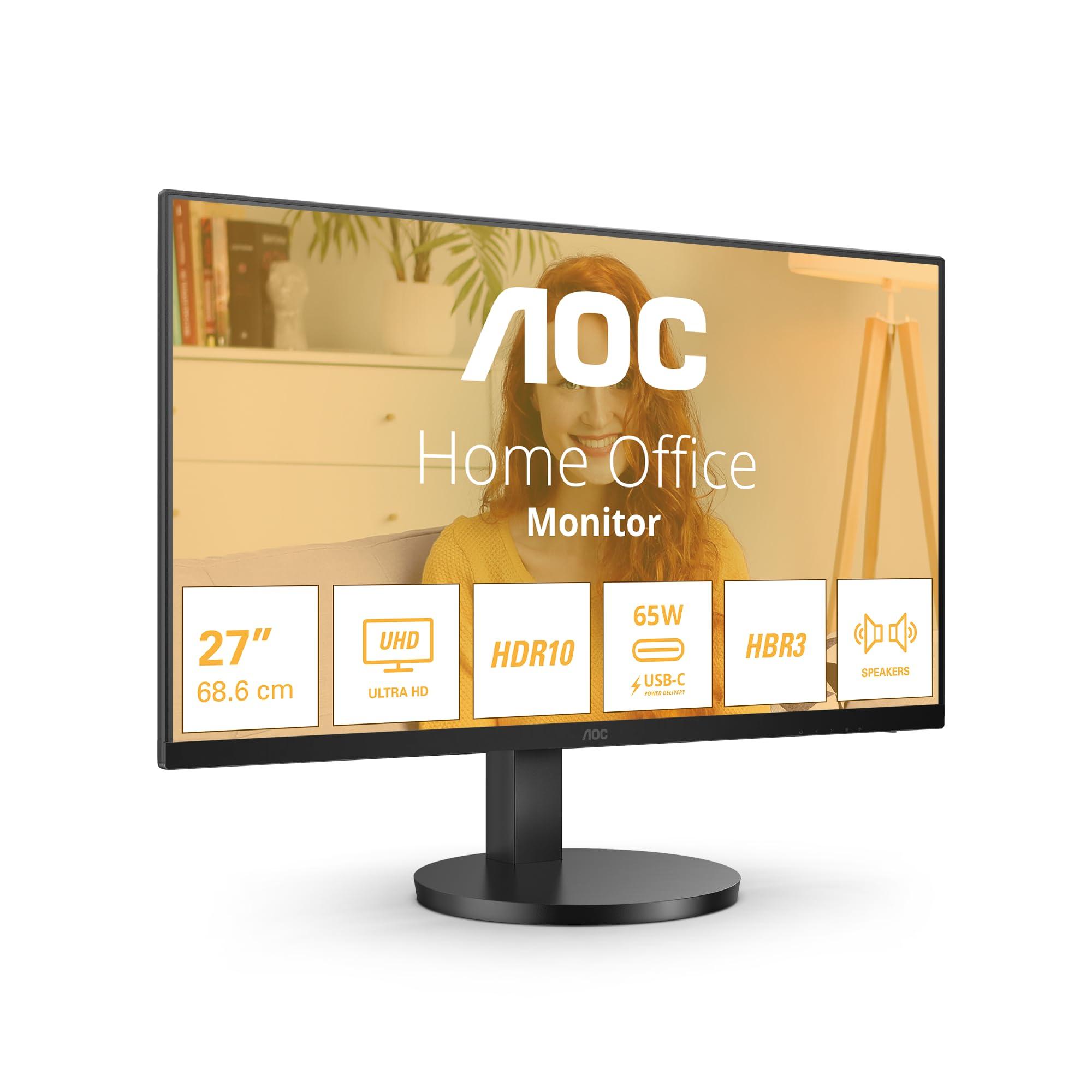 aoc-u27b3cf-monitor-uhd-da-27-pollici-altoparlanti-altezza-regolabile-hdr10-3840x2160-4k-60-hz-2x-hdmi-hub-usb-usb-c-60w-pd-nero-27-pollice-4k-va