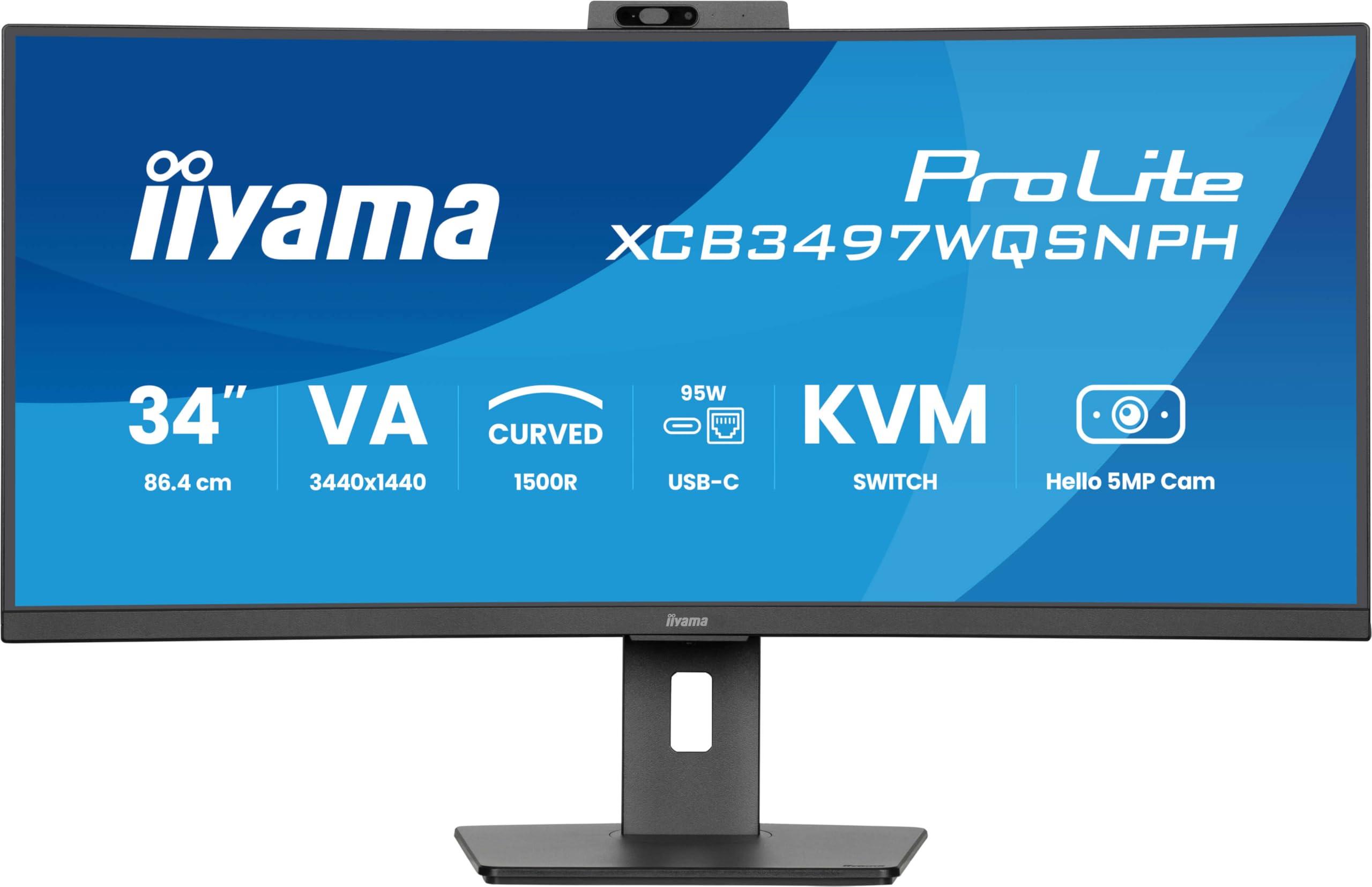 iiyama-prolite-xcb3497wqsnph-b1-monitor-curvo-va-uwqhd-da-34-con-fotocamera-e-microfono-windows-hello-integrati-dock-usb-c-lan-switch-kvm