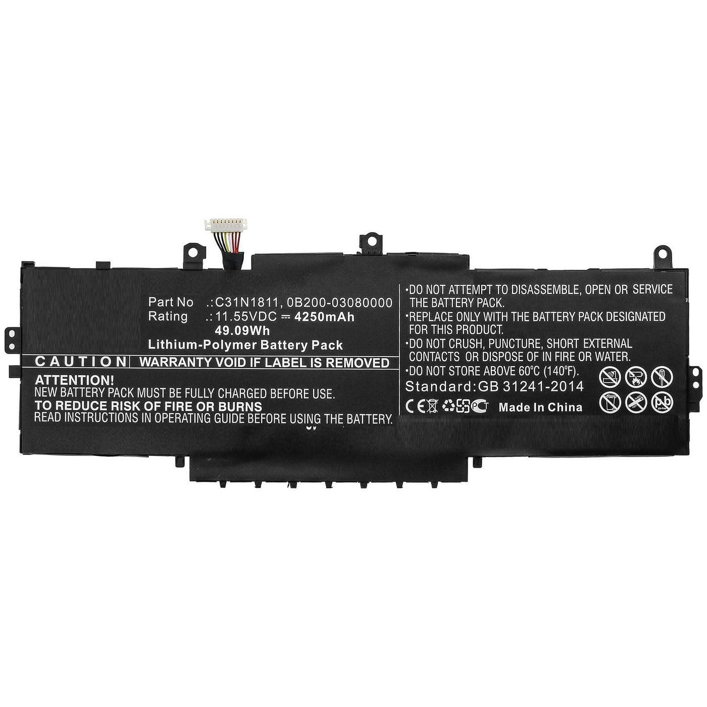 coreparts-laptop-battery-for-asus-49-09wh-li-pol-11-55v-4250mah-0b200-03080000-c31n1811-49-09wh-li-pol-11-55v-4250mah-black-for-asus-notebook-laptop-bx433fn-deluxe-13-deluxe14-rx433fn-u4300
