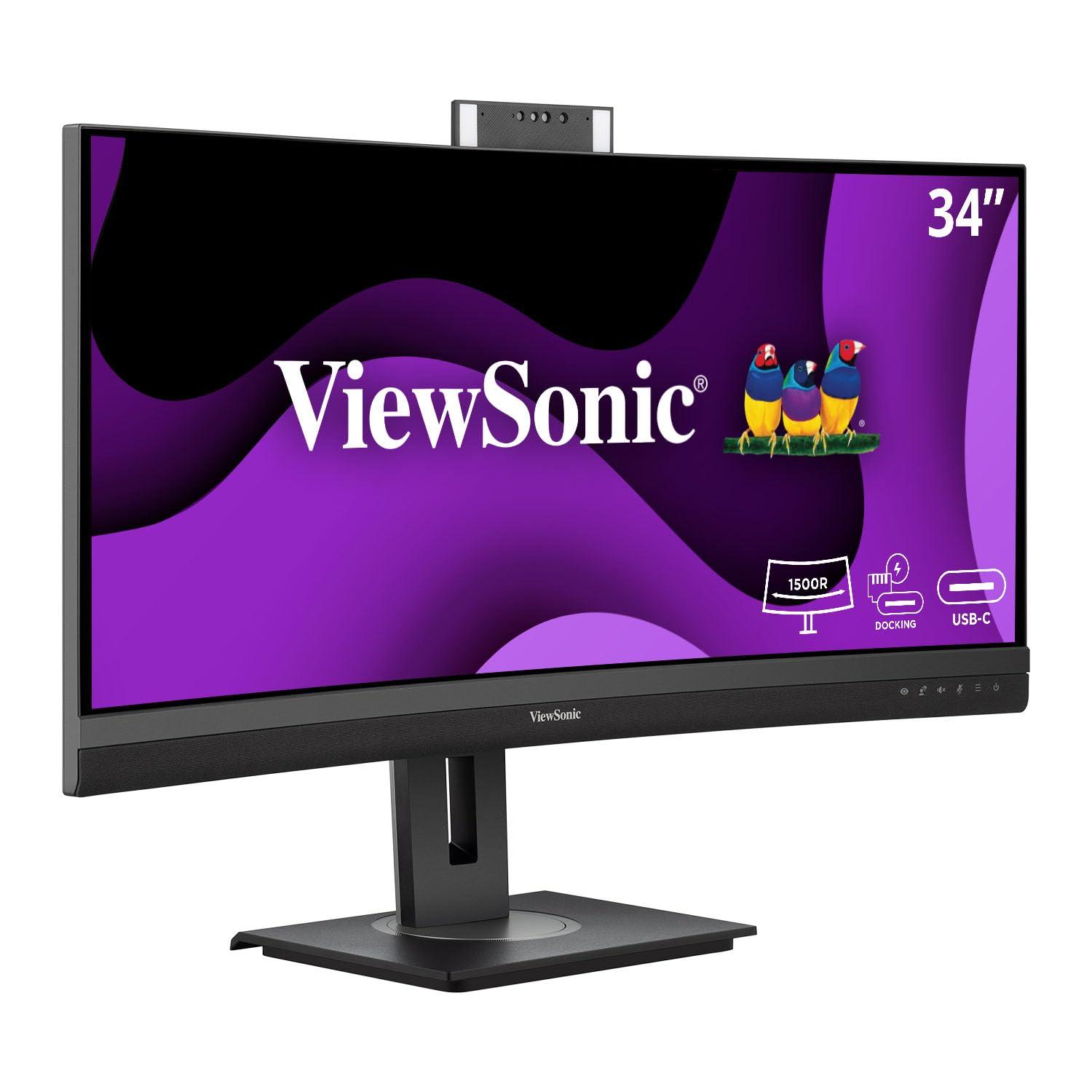 viewsonic-vg3457cv-34-uwqhd-21-9-curved-video-conferencing-docking-monitor-mit-windows-hello-zoom-zertifizierter-pop-up-webcam