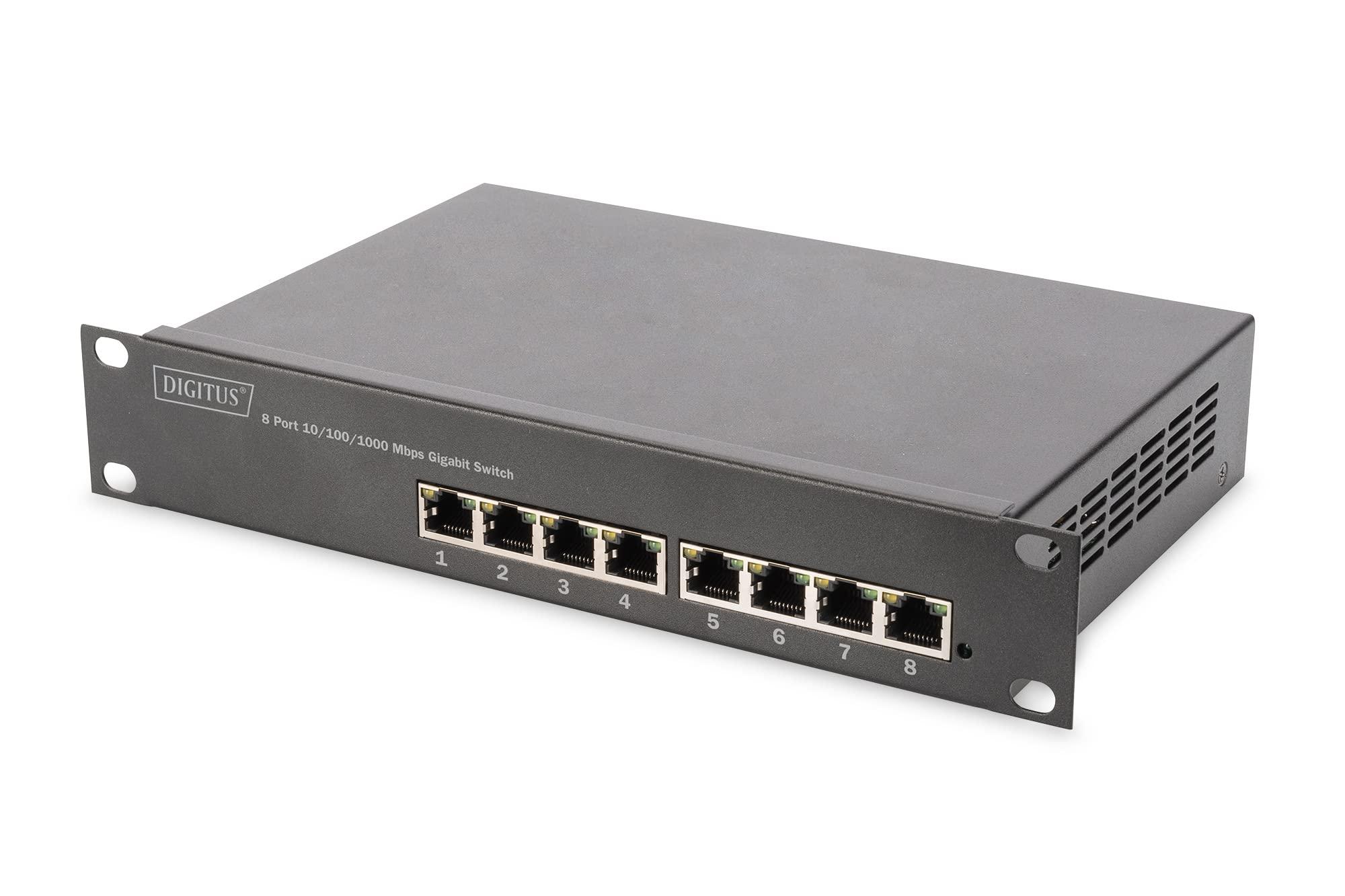 digitus-switch-gigabit-ethernet-poe-10-pollici-8-porte-l2-gestito-ieee-802-3at-powerbudget-80-watt-nero