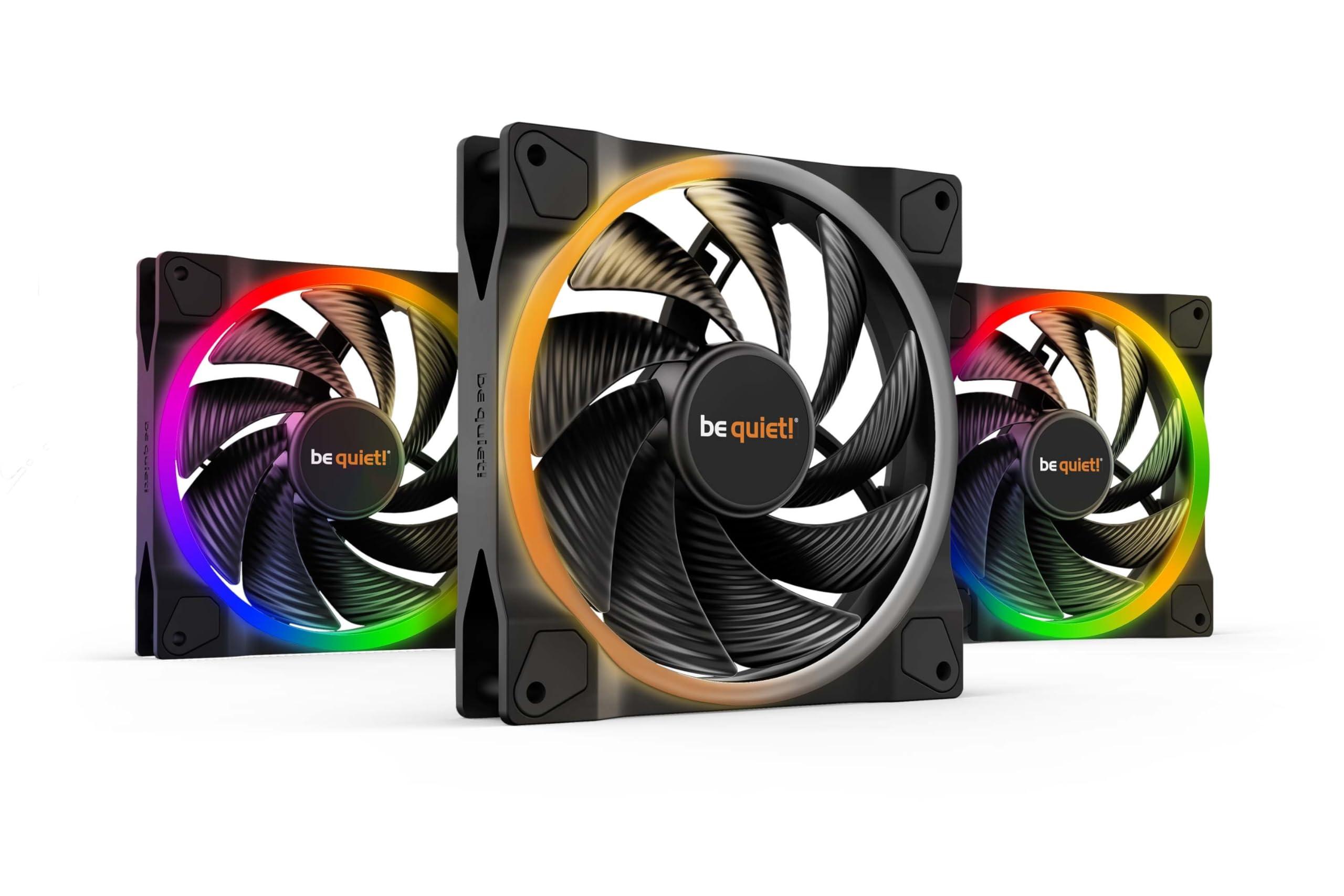 be-quiet-light-wings-140mm-pwm-high-speed-triple-pack-3-ventole-incluse-led-argb-tanti-colori-e-modalita-pale-ottimizzate-per-il-rumore-pressione-statica-elevata-turbolenze-a-basso-rumore
