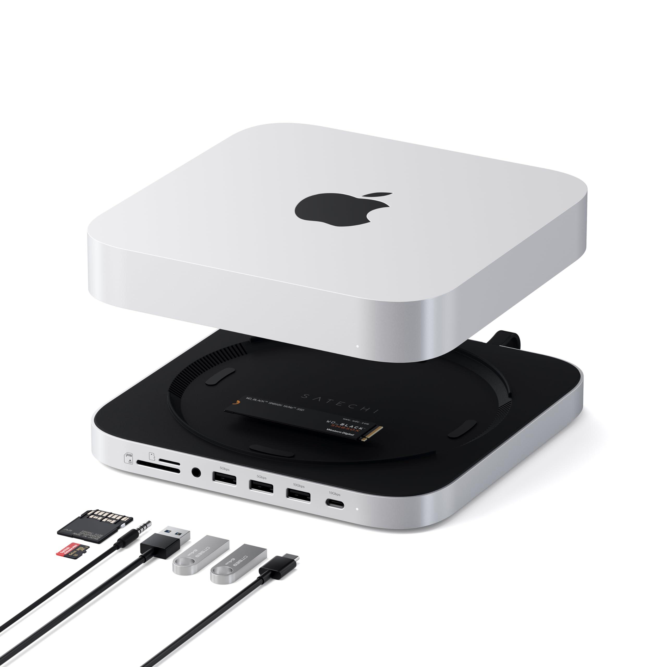 satechi-mac-mini-hub-supporto-con-alloggiamento-ssd-nvme-sata-m-2-dati-fino-a-10gbps-3x-usb-a-5-10gbps-e-jack-audio-per-mac-mini-m2-m1-e-mac-studio-m4-m3-m2-m1-non-compatibile-m4