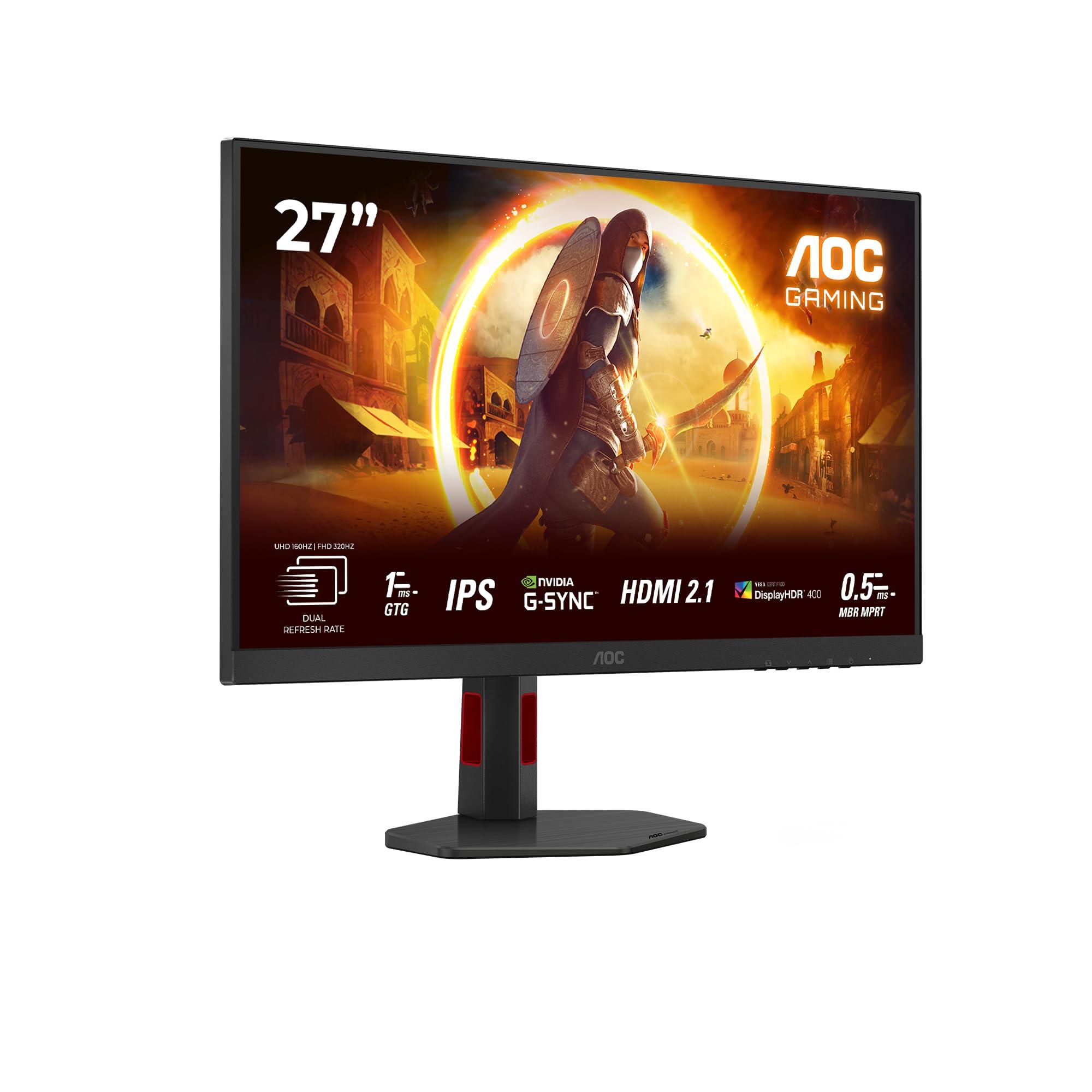 aoc-gaming-monitor-u27g4r-27-pollici-3840x2160-uhd-160hz-fast-ips-panel-0-5ms-mprt-usb-hub-height-adjustment-hdmi2x-2-1-dp-1x-1-4-adaptive-sync-hdr400-g-sync-compatible-nero