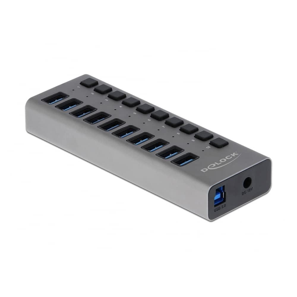 delock-externer-superspeed-usb-hub-con-10-puertos-interruptor