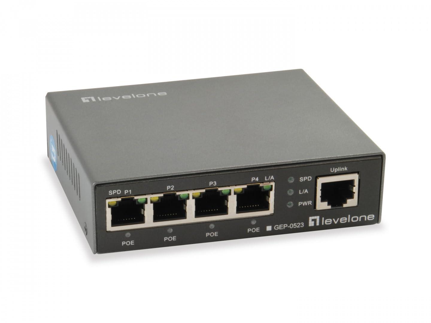 levelone-gep-0523-gigabit-ethernet-10-100-1000-nero-supporto-power-over-ethernet-poe