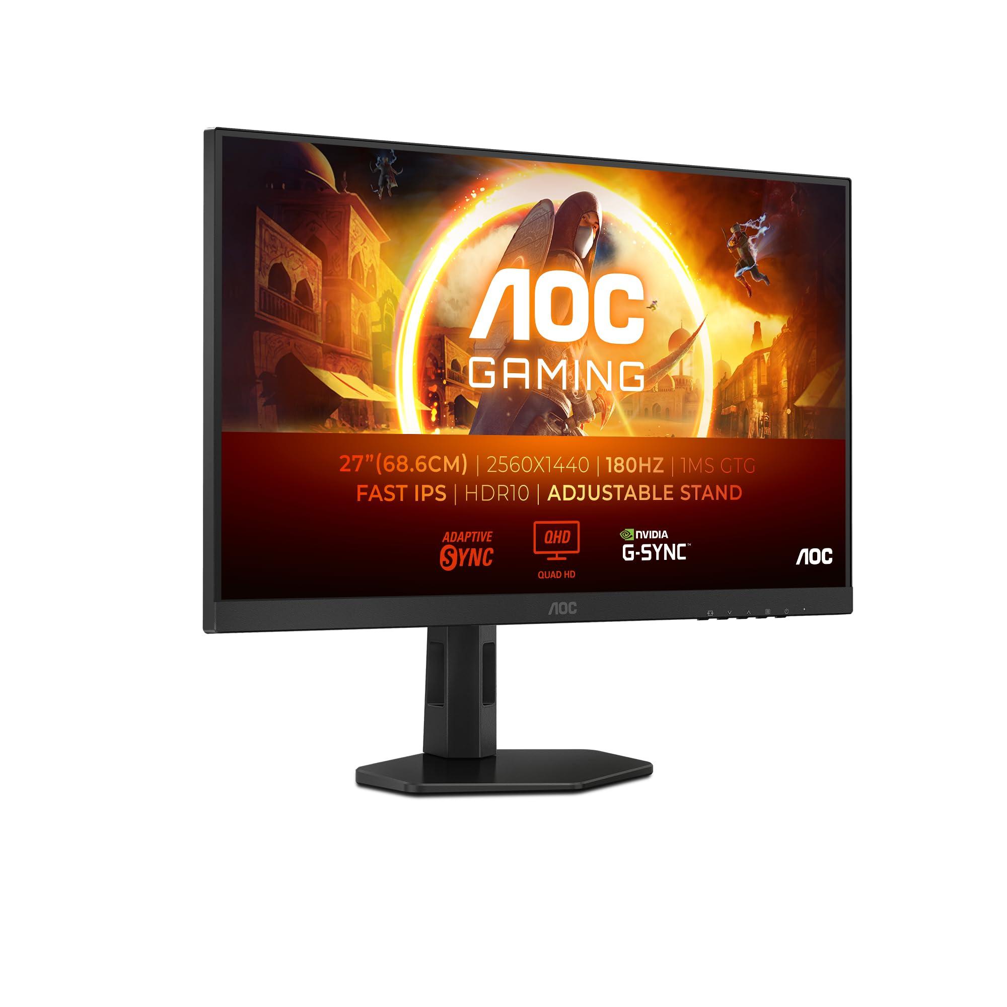 aoc-gaming-monitor-q27g4xf-27-pollici-2560x1440-wqhd-180hz-fast-ips-panel-0-5ms-mprt-height-adjustment-hdmi1x-2-0-dp-1x-1-4-adaptive-sync-hdr10-g-sync-compatible-nero