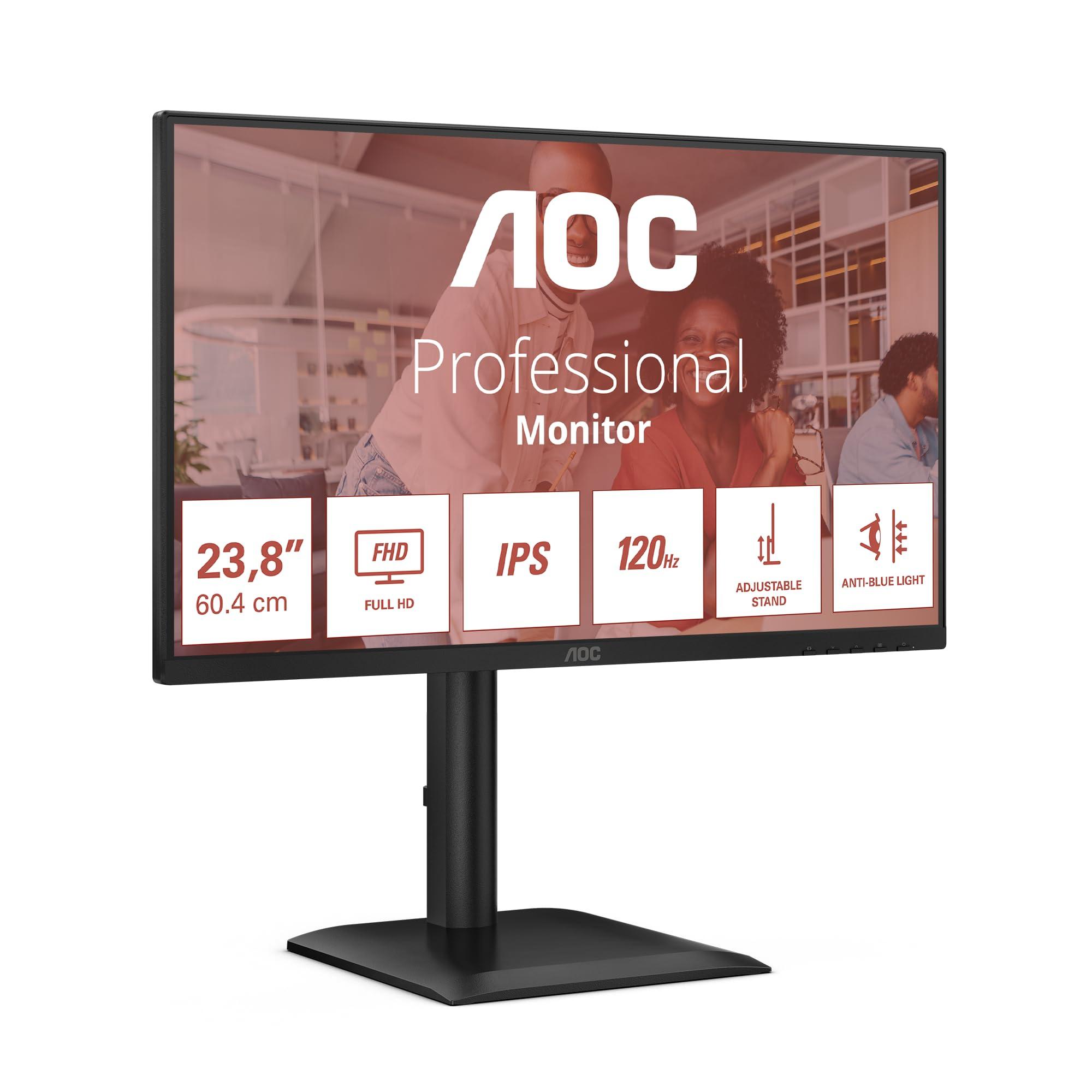 aoc-monitor-24p4u-da-24-pollici-fhd-120-hz-ips-gtg-4-ms-sincronizzazione-adattiva-modalita-hdr-regolazione-dell-altezza-altoparlante-1920-x-1080-hdmi-1x-1-4-dp-1x-1-2-hub-usb-nero