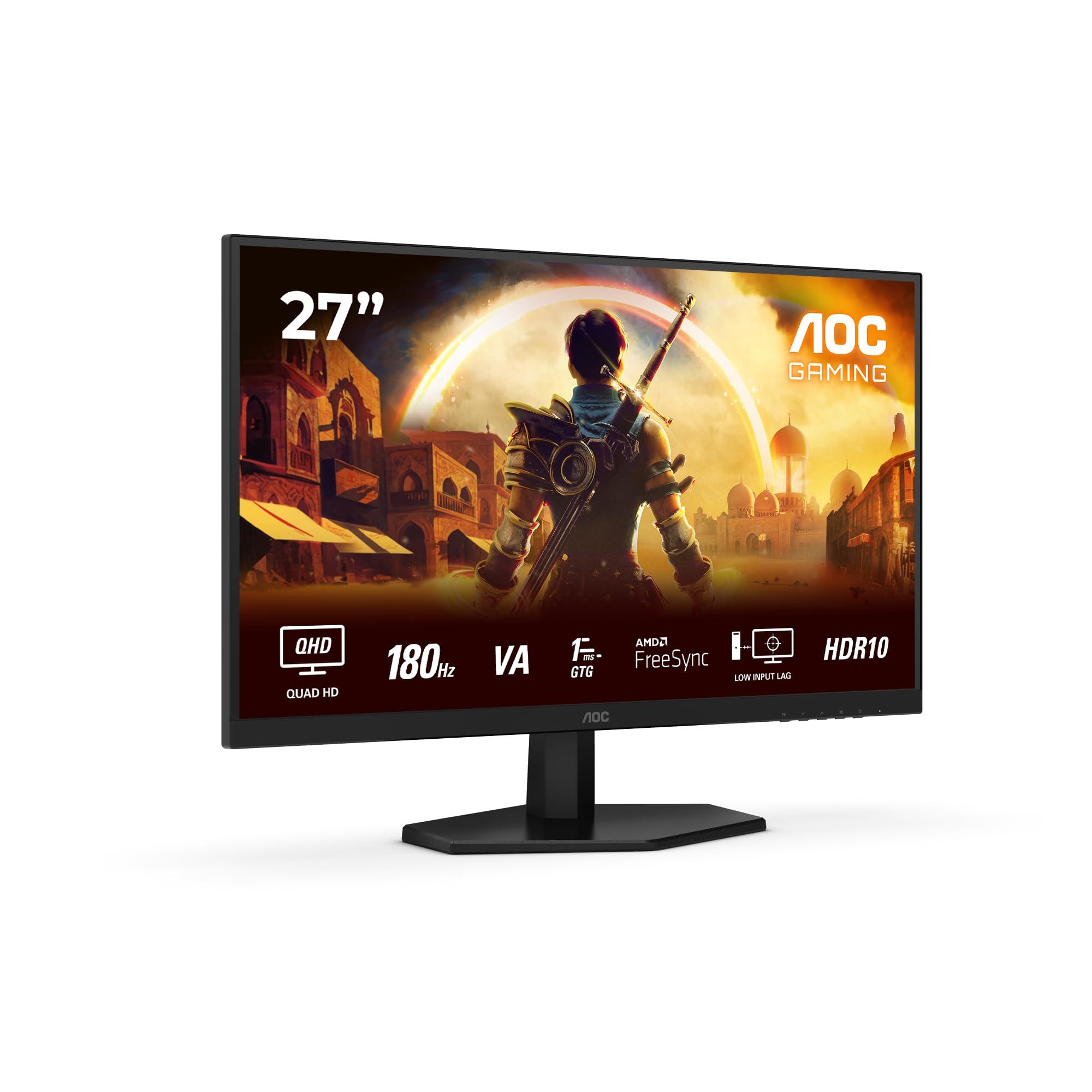 aoc-gaming-monitor-q27g42xne-27-pollici-2560x1440-wqhd-180hz-fast-va-panel-0-5ms-mprt-speakers-hdmi2x-2-0-dp-1x-1-4-adaptive-sync-hdr10-freesync-nero