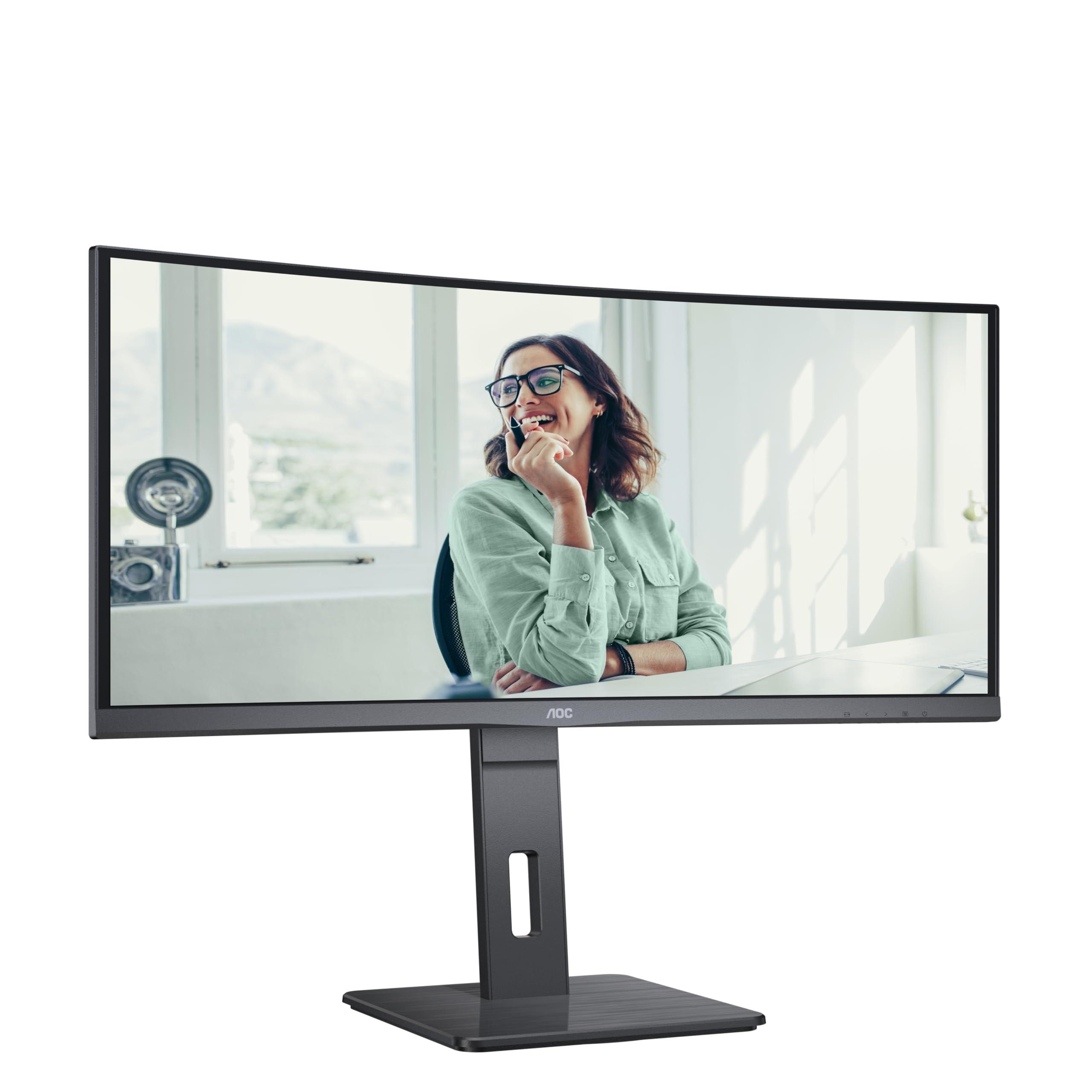 aoc-cu34p3cv-monitor-curvo-wqhd-da-34-pollici-regolabile-in-altezza-altoparlante-3440x1440-100-hz-hdmi-displayport-usb-c-65w-pd-rj45-hub-usb-nero