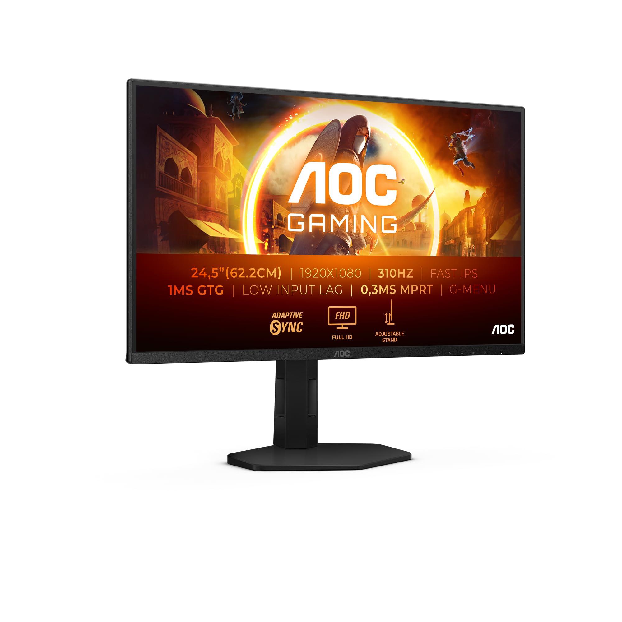 aoc-gaming-monitor-25g4sxu-24-5-pollici-1920x1080-fhd-310hz-fast-ips-panel-0-3ms-mprt-usb-hub-height-adjustment-hdmi2x-2-0-dp-1x-1-4-adaptive-sync-hdr400-g-sync-compatible-nero
