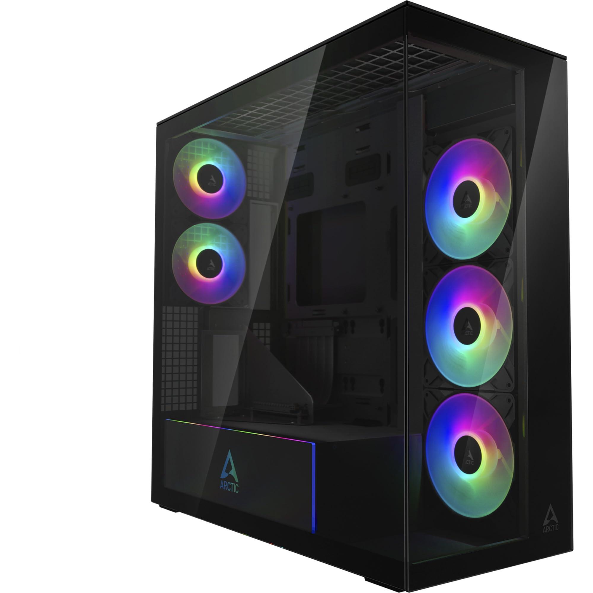 arctic-xtender-vg-mirror-black-con-supporto-verticale-per-gpu-case-per-pc-vetro-specchiato-supporto-per-radiatore-2-x-420-mm-torre-midi-e-atx-5x-ventole-a-rgb-preinstallate-nero