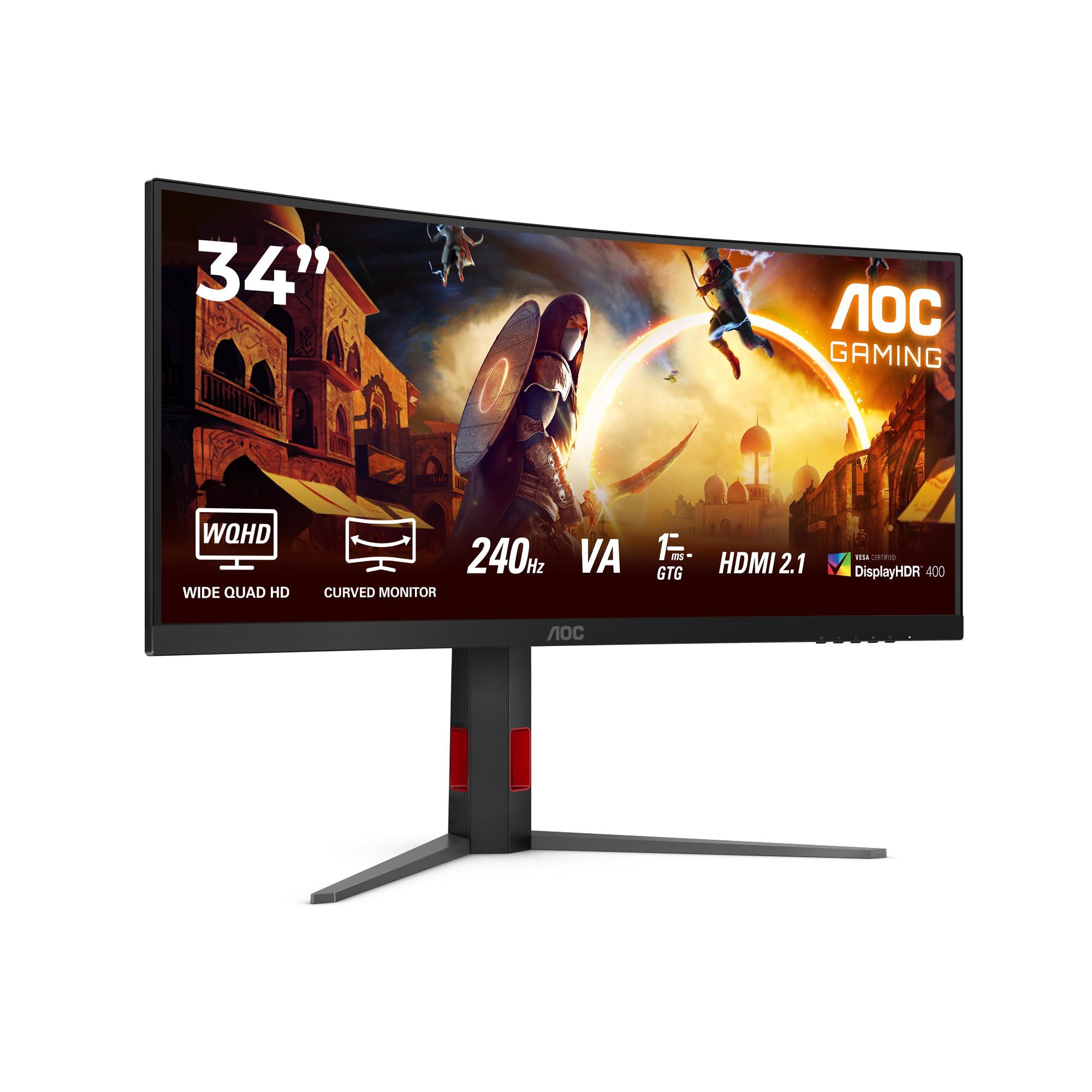 aoc-gaming-monitor-cu34g4z-34-pollici-curvo-3440x1440-uw-qhd-240hz-fast-va-panel-0-3ms-mprt-usb-hub-hdmi2x-2-1-dp-1x-1-4-adaptive-sync-hdr400-freesync-premium-nero