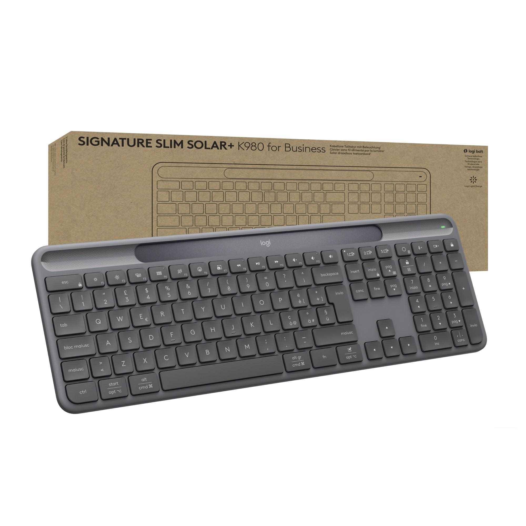 logitech-signature-slim-solar-k980-for-business-tastiera-wireless-digitazione-discreta-ricevitore-sicuro-bluetooth-windows-mac-qwerty-ita-graphite