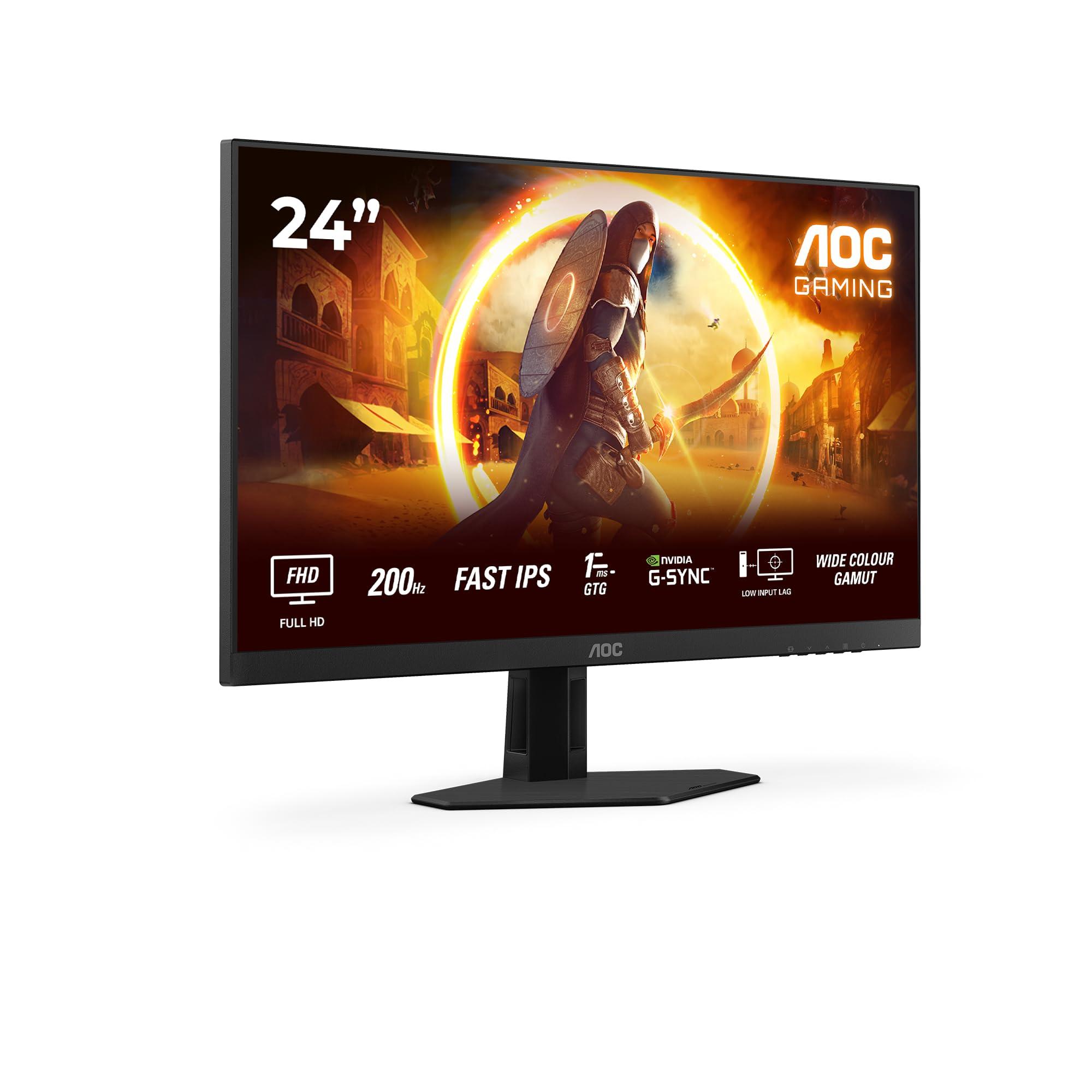aoc-gaming-monitor-24g4hre-23-8-pollici-1920x1080-fhd-200hz-fast-ips-panel-0-5ms-mprt-speakers-hdmi2x-2-0-dp-1x-1-4-adaptive-sync-hdr10-g-sync-compatible-nero