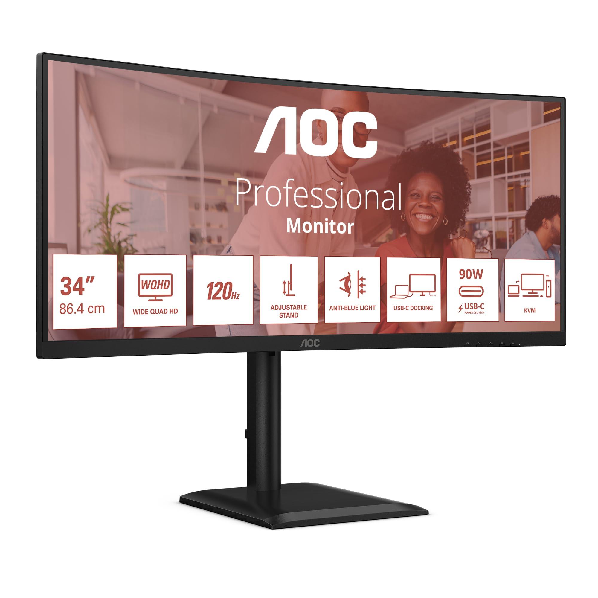 aoc-cu34e4cv-da-34-pollici-wqhd-monitor-120-hz-va-mprt-4-ms-sincronizzazione-adattiva-hdr-ready-hdr10-regolazione-dell-altezza-altoparlante-3440-x-1440-hdmi-2x-2-0-dp-1x-1-4-hub-usb-nero