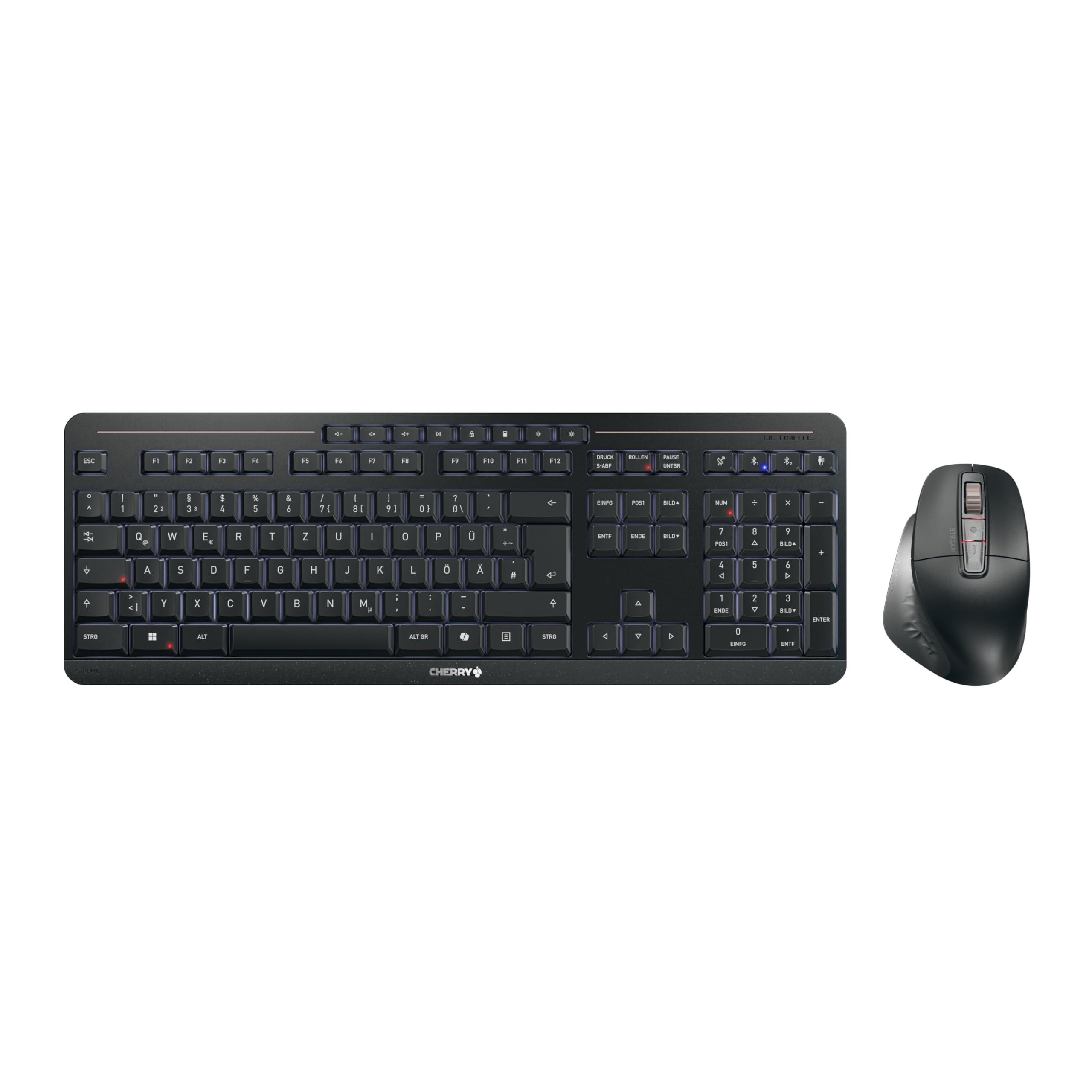 cherry-stream-desktop-ultimate-set-tastiera-e-mouse-senza-fili-multi-dispositivo-layout-tedesco-qwertz-mouse-ergonomico-per-destrorsi-ricaricabile-nero