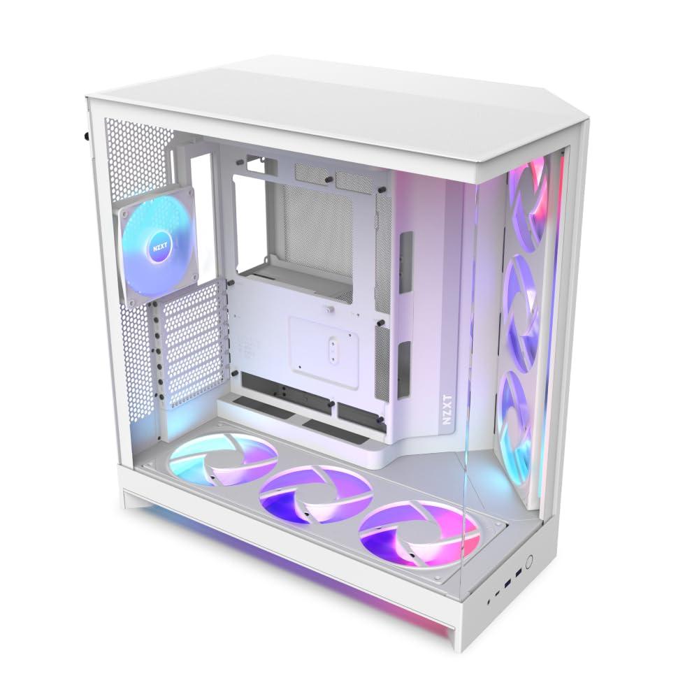 nzxt-h9-flow-rgb-2025-grande-case-pc-atx-mid-tower-a-doppia-camera-per-flusso-d-aria-include-7-ventole-rgb-6-x-140mm-1-x-120mm-e-hub-di-controllo-bianco