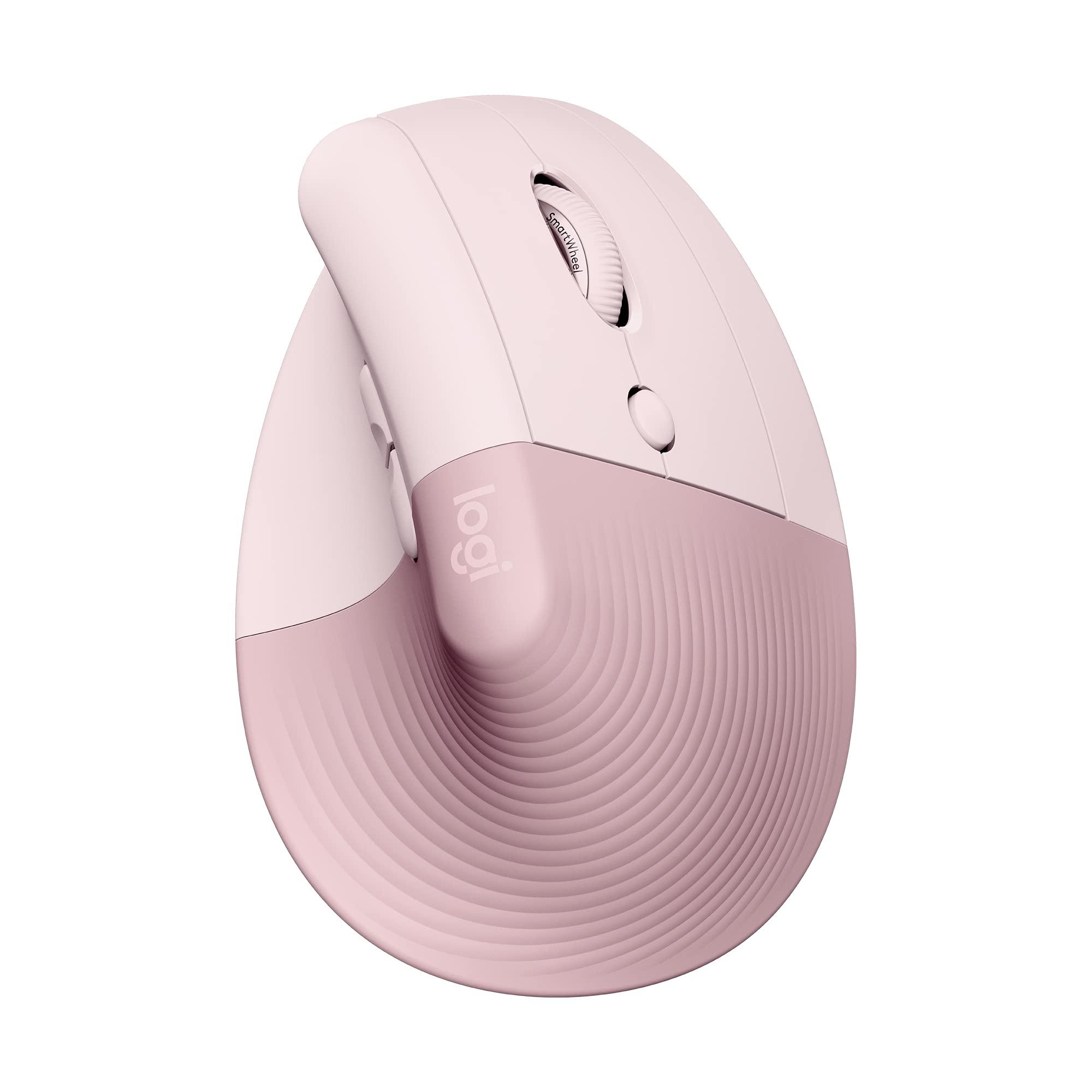 logitech-lift-mouse-ergonomico-verticale-senza-fili-ricevitore-bluetooth-o-logi-bolt-usb-clic-silenziosi-4-tasti-compatibile-con-windows-macos-ipados-laptop-pc-rosa