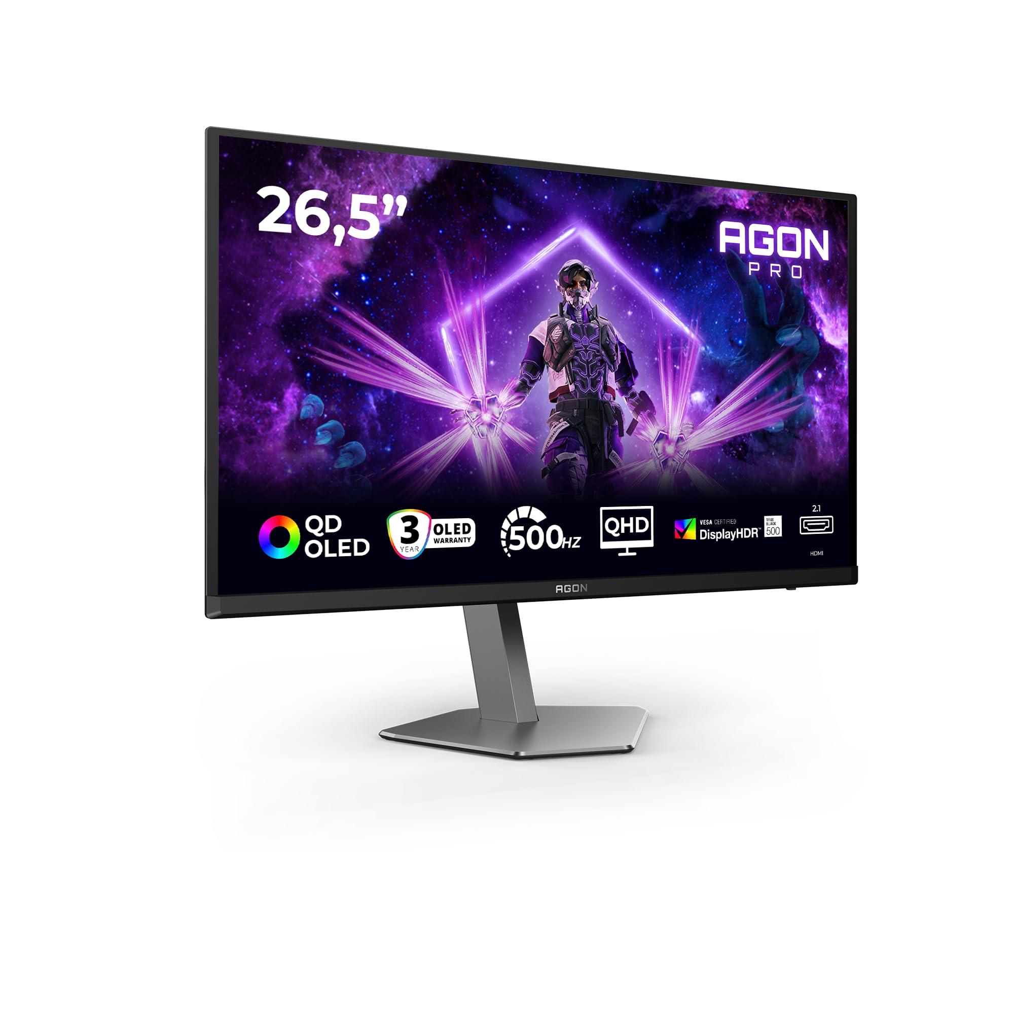 aoc-monitor-ag276qkd2-26-5-pollici-2560x1440-wqhd-500hz-qd-oled-panel-0-03ms-gtg-usb-hub-speakers-height-adjustment-hdmi2x-2-1-dp-1x-2-1-adaptive-sync-hdr500-trueblack-g-sync-comp-nero
