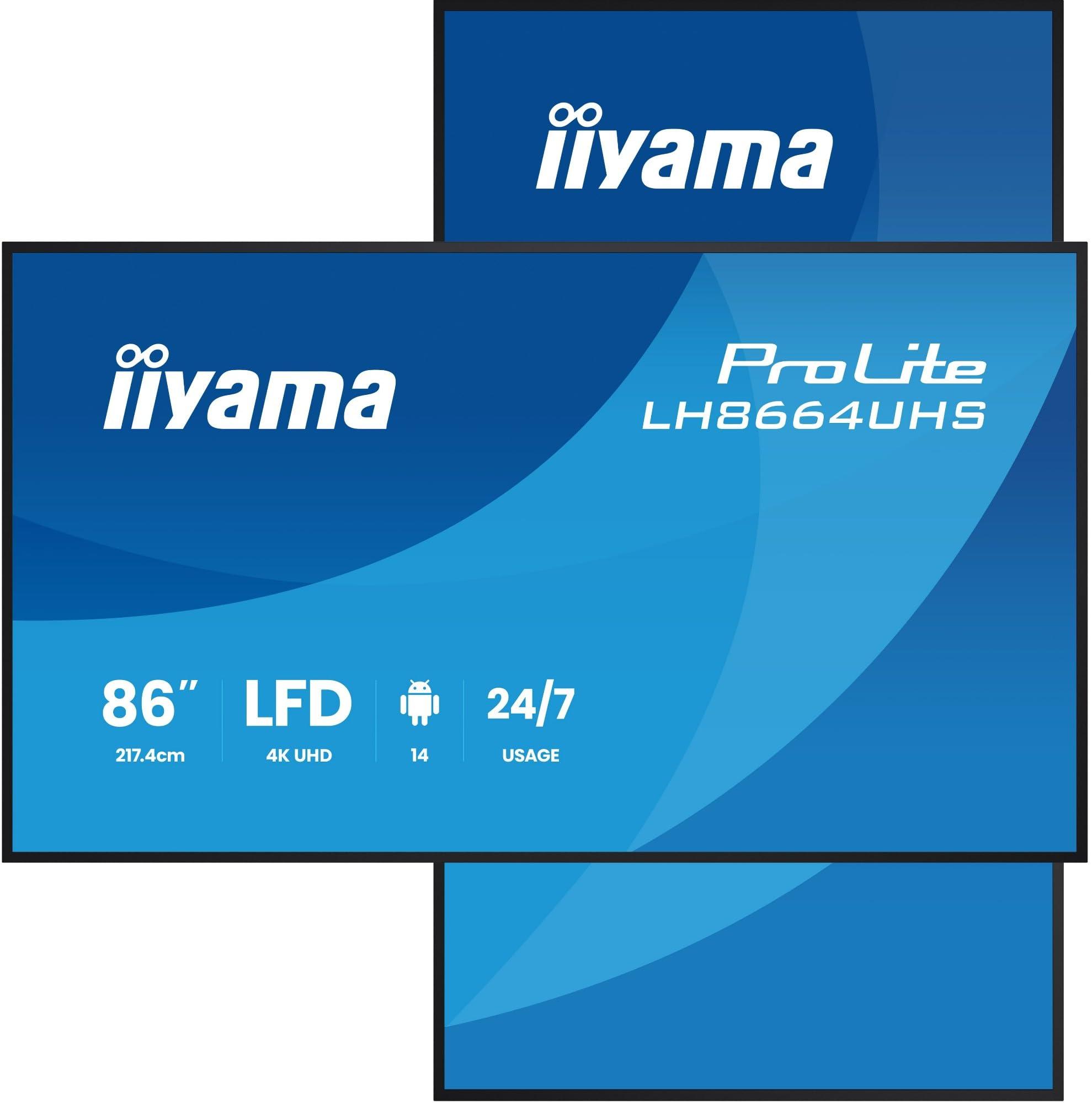 iiyama-prolite-lh8664uhs-b3ag-display-digitale-per-segnaletica-ips-217-4-cm-85-6-pannello-led-4k-uhd-hdmi-usb-c-usb2-0-rs-232c-rj45-wifi-mediaplayer-android-14-os-iisignage-icontrol-iishare