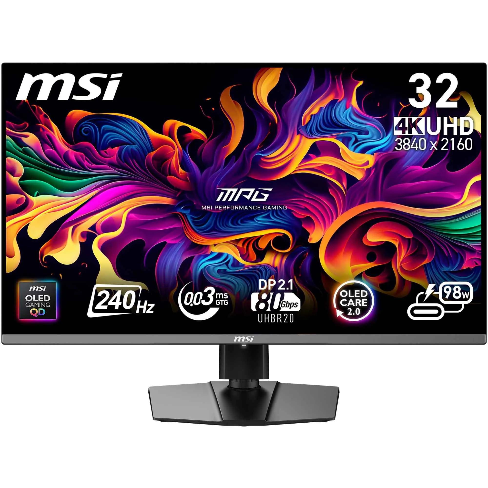 msi-mpg-322urxde-qd-oled-32-pollici-4k-uhd-3840-x-2160-monitor-oled-240-hz-0-03-ms-displayhdr-true-black-400-compatibile-con-g-sync-hdmi-2-1-dp-2-1a-usb-c-98-w-pd-regolabile-in-altezza