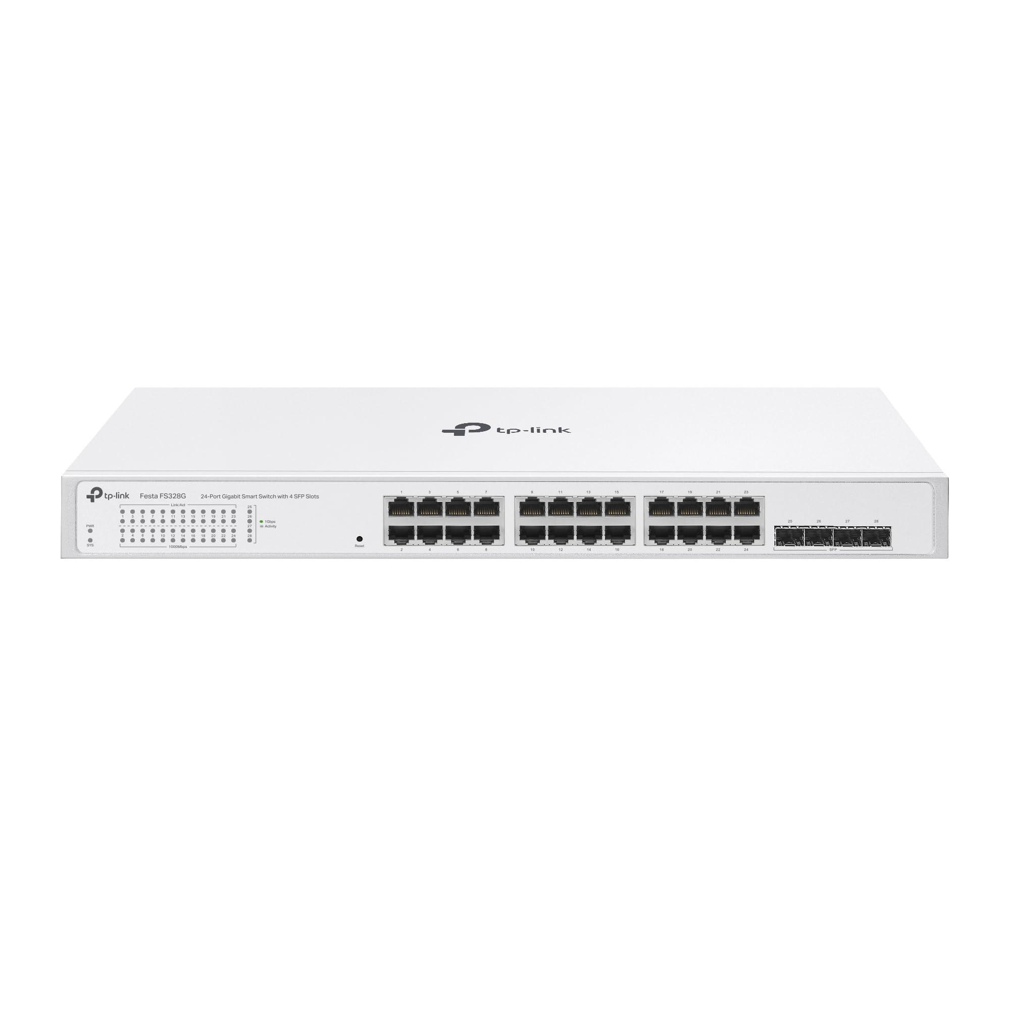 tp-link-smart-switch-28-porte-gigabit-con-4-sfp-slots-zero-touch-provision-self-organizing-network-static-routing-vlan-acl-igmp-snooping-gestione-centralizzata-gratuita-del-cloud-festa-fs328g