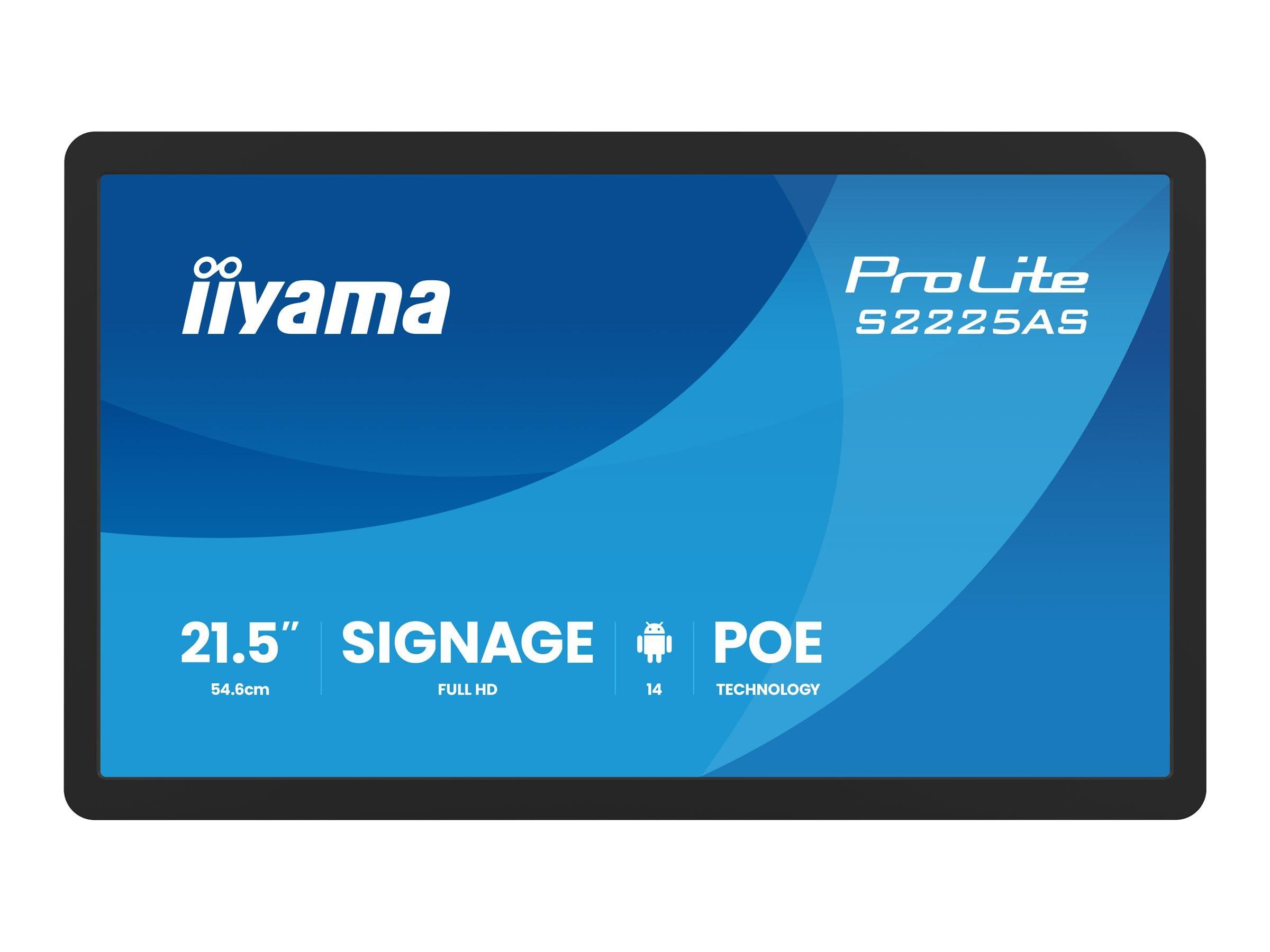 iiyama-prolite-s2225as-b1p-54-6-cm-21-5-digital-signage-display-ips-led-full-hd-usb-c-audio-out-usb-2-0-3-2-rj45-android-14-os-iisignage-wifi-bluetooth-poe-24-7-3h-anti-glare-nero