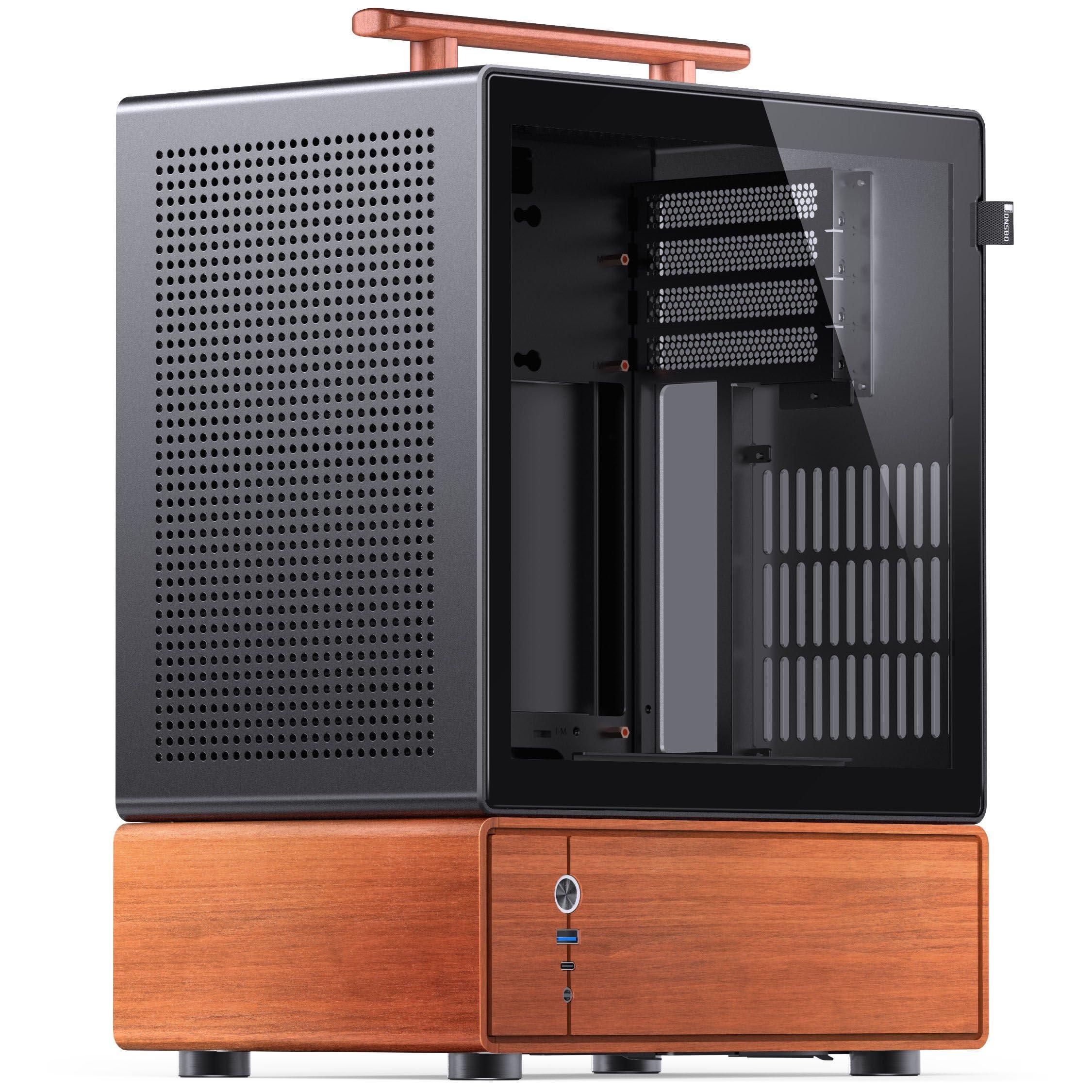 jonsbo-t7-micro-atx-case-per-pc-nero-case-matx-con-alluminio-e-manico-in-legno-vetro-temperato-design-a-due-camere-usb-c