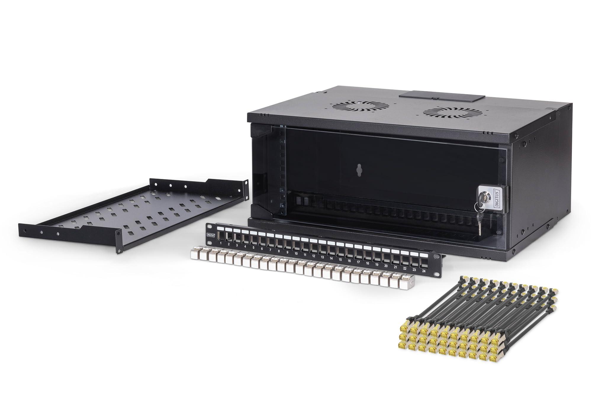 digitus-set-di-rete-da-19-pollici-armadio-di-rete-4u-soho-pro-ripiano-1u-pannello-patch-a-24-porte-24-moduli-keystone-30-cavi-patch-non-montato-nero